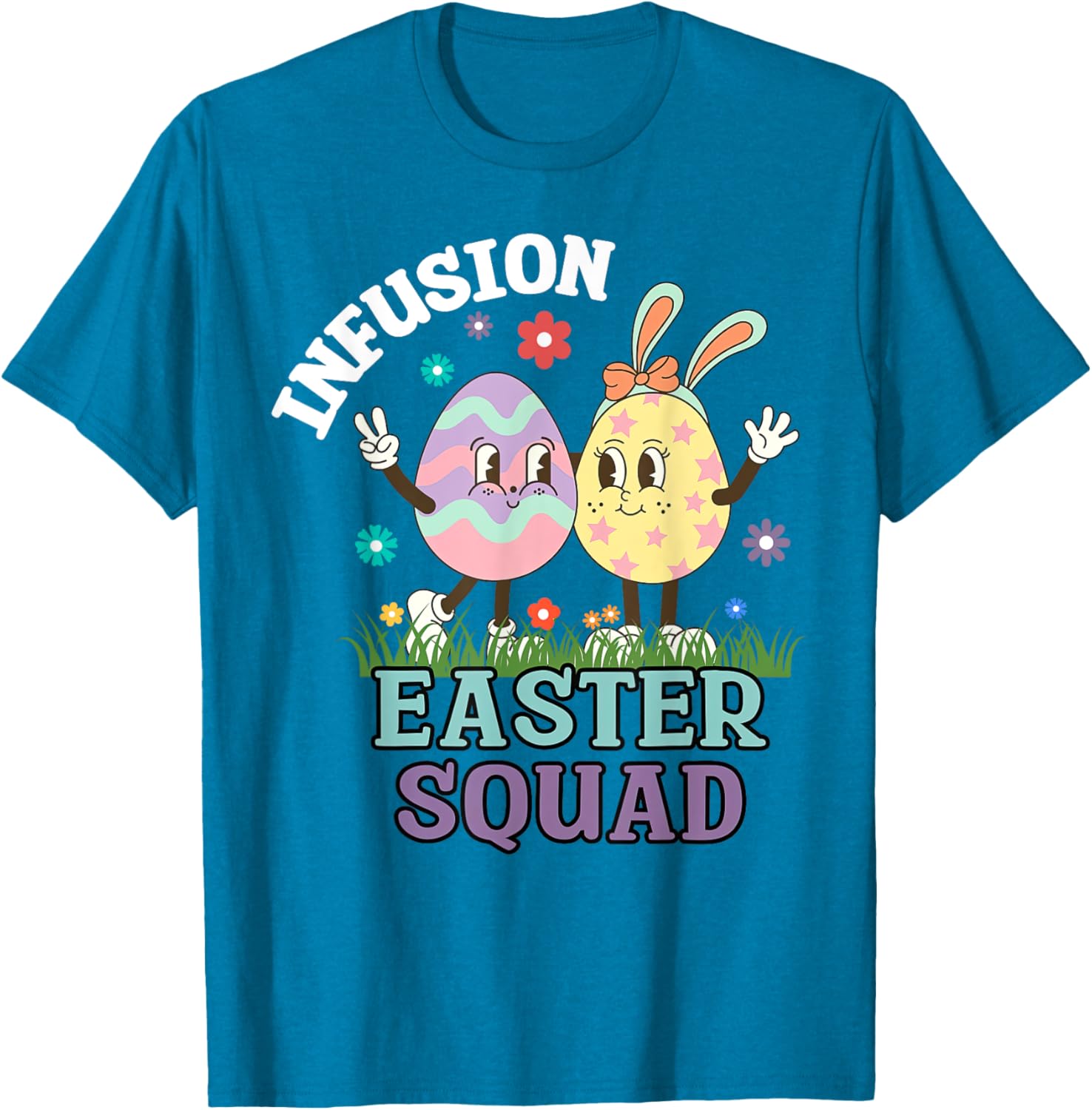 Infusion Nurse Easter Squad Bunny Eggs T-Shirt for Oncology Nurses - 19