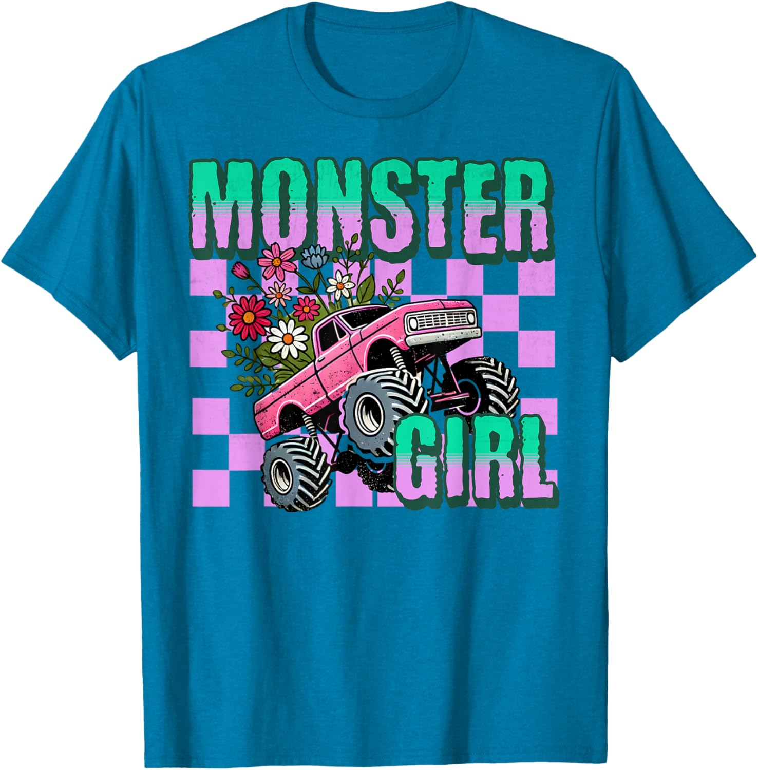 Vintage Monster Truck Girl T-Shirt for Retro Women Truck Lovers - 14