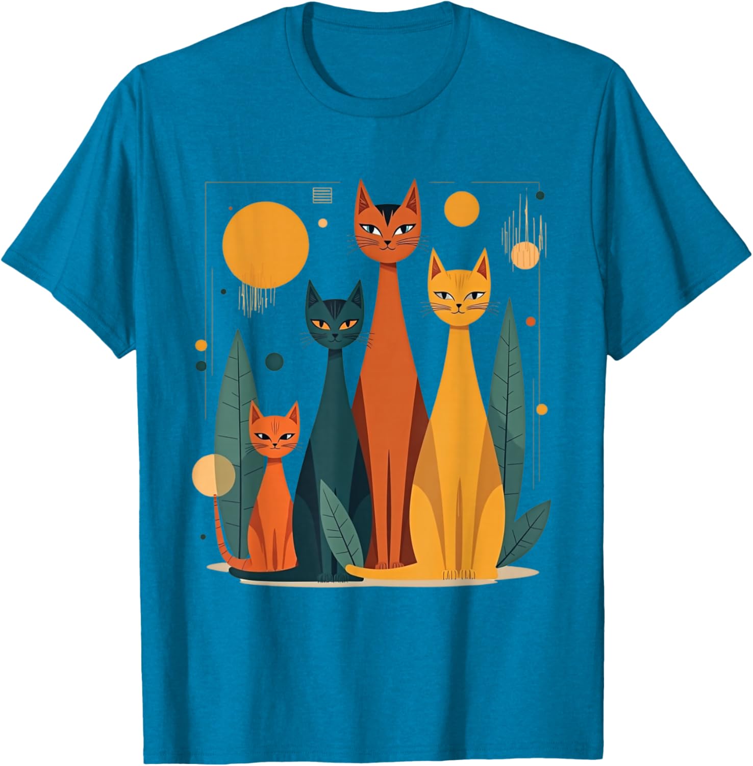 Vintage Retro Mid-Century Modern Cats T-Shirt in 50s 60s Style - 25