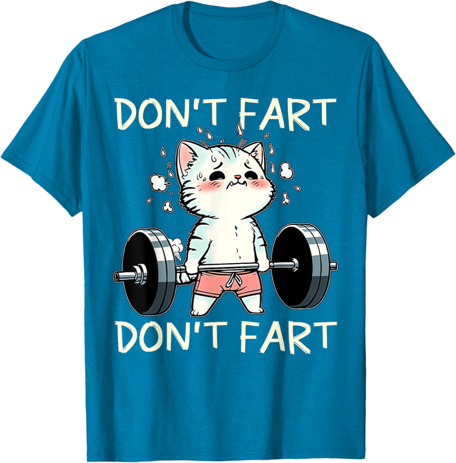 Funny Don't Fart Cat Weight Lifting T-Shirt for Fitness Lovers - 25