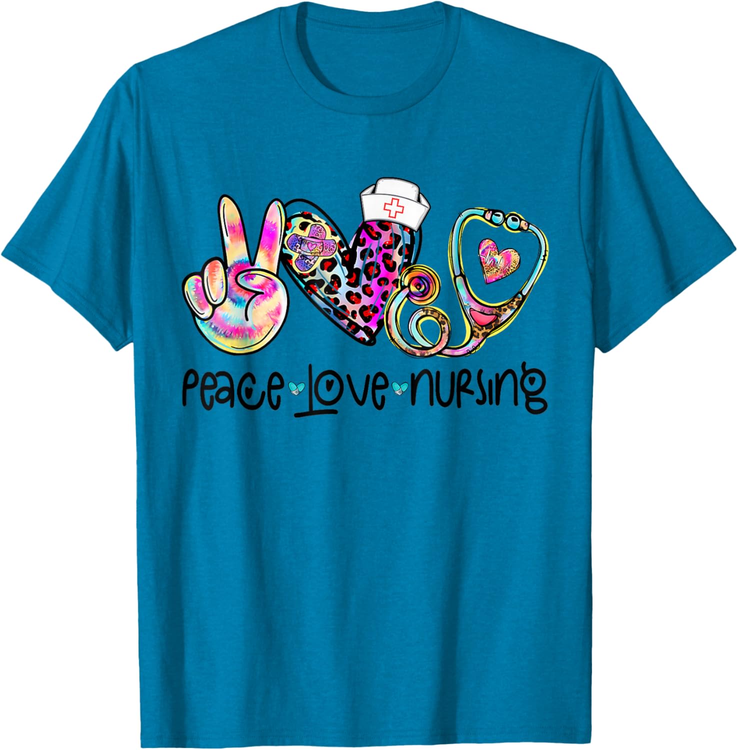 Peace Love Nursing Stethoscope T-Shirt for Nurse Week 2025 Perfect Gift - 20