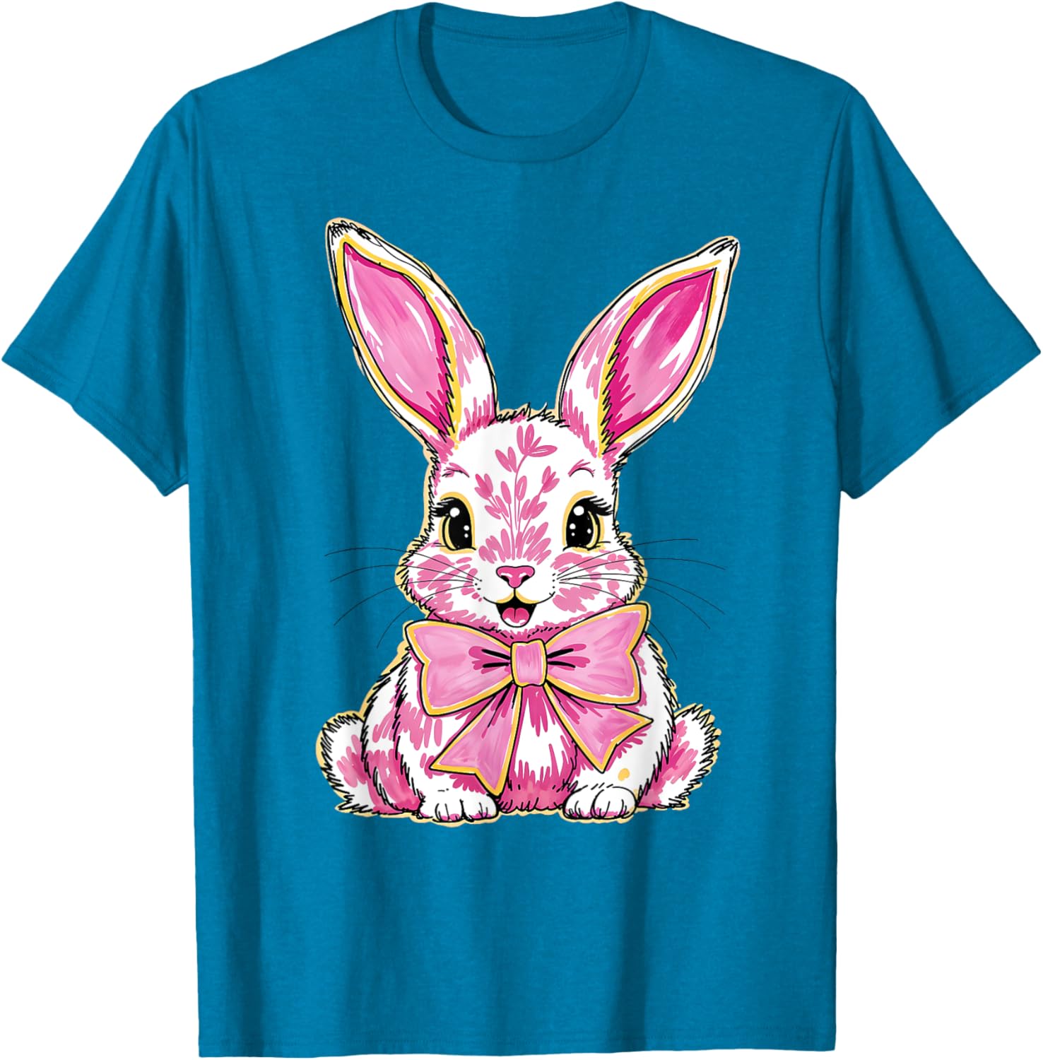 Happy Easter Bunny Coquette Bow Preppy T-Shirt for Women and Girls - 18