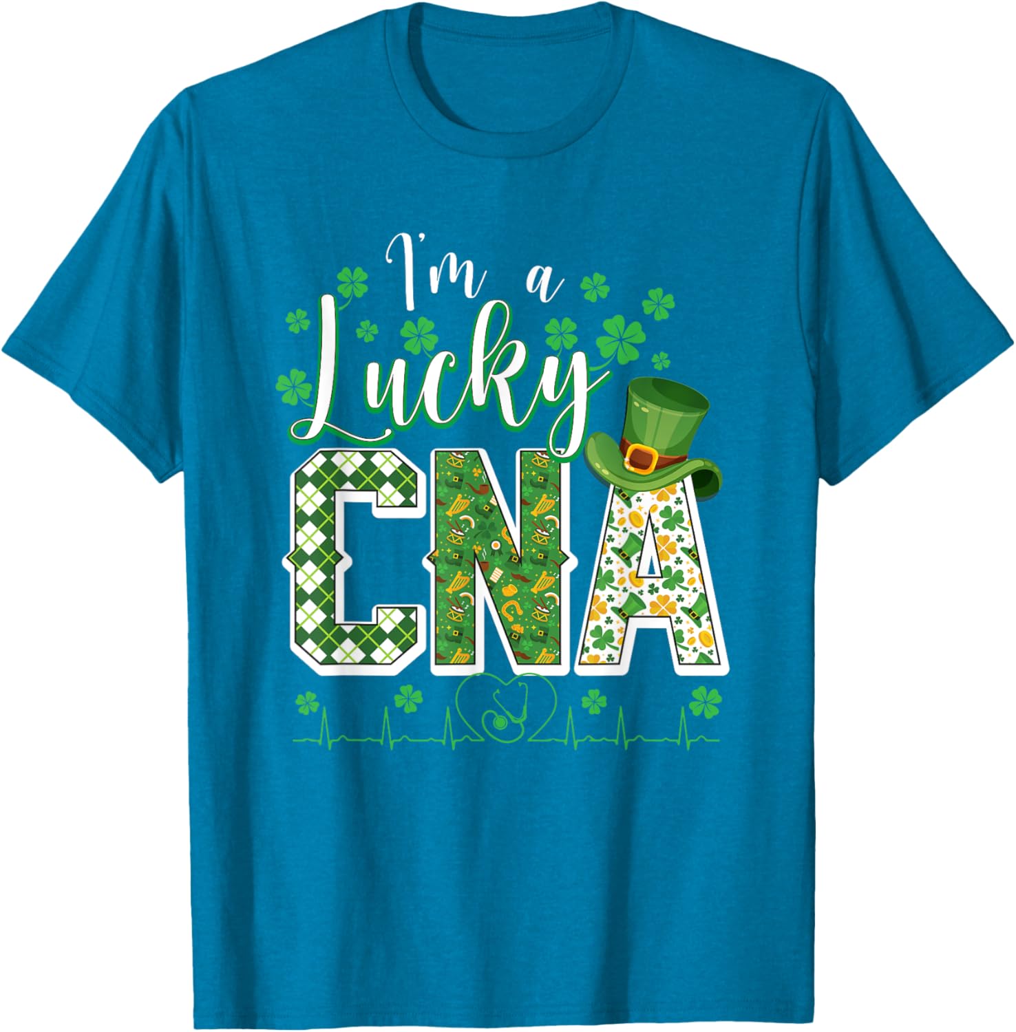 Funny Lucky CNA Nurse Shamrock St Patrick's Day T-Shirt for Scrubs - 20