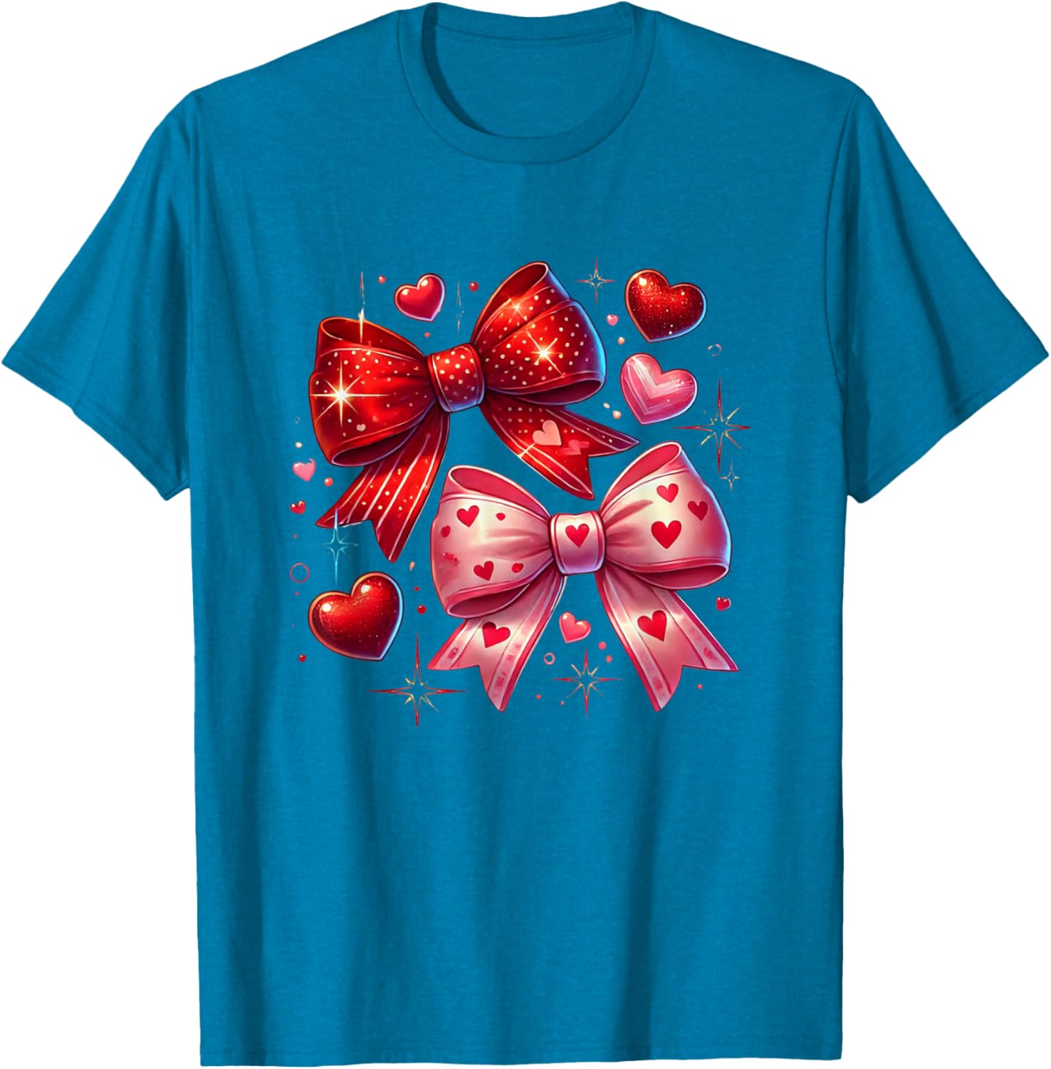 Heart Bows and Stars Romantic Love T-Shirt for Couples and Gifting - 29