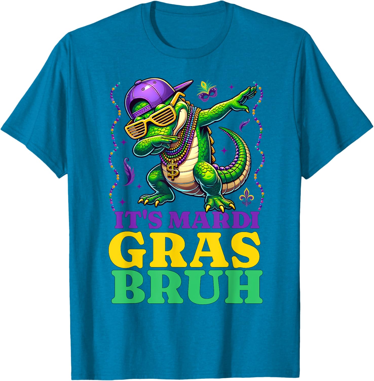 Mardi Gras Dabbing Alligator T-Shirt for Fun Costume Parades - 11