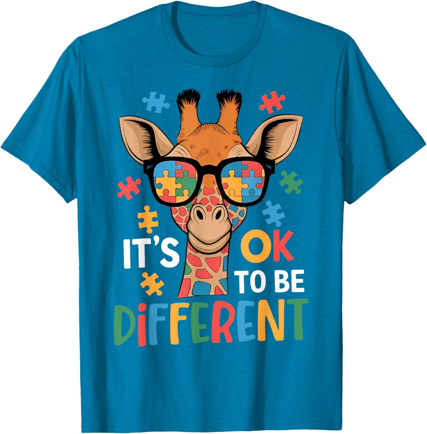 It's Okay to Be Different Giraffe Autism Awareness T-Shirt for Kids - 13