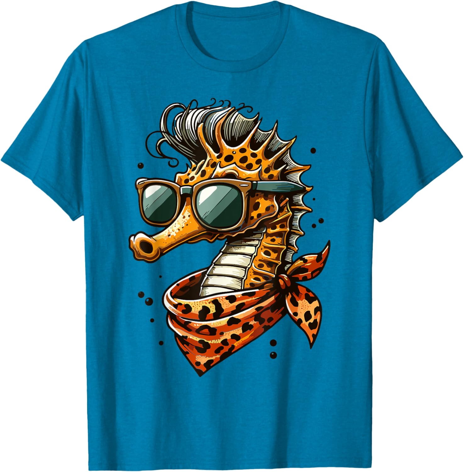 Seahorse with Leopard Scarf and Sunglasses Fun T-Shirt for Animal Lovers - 12