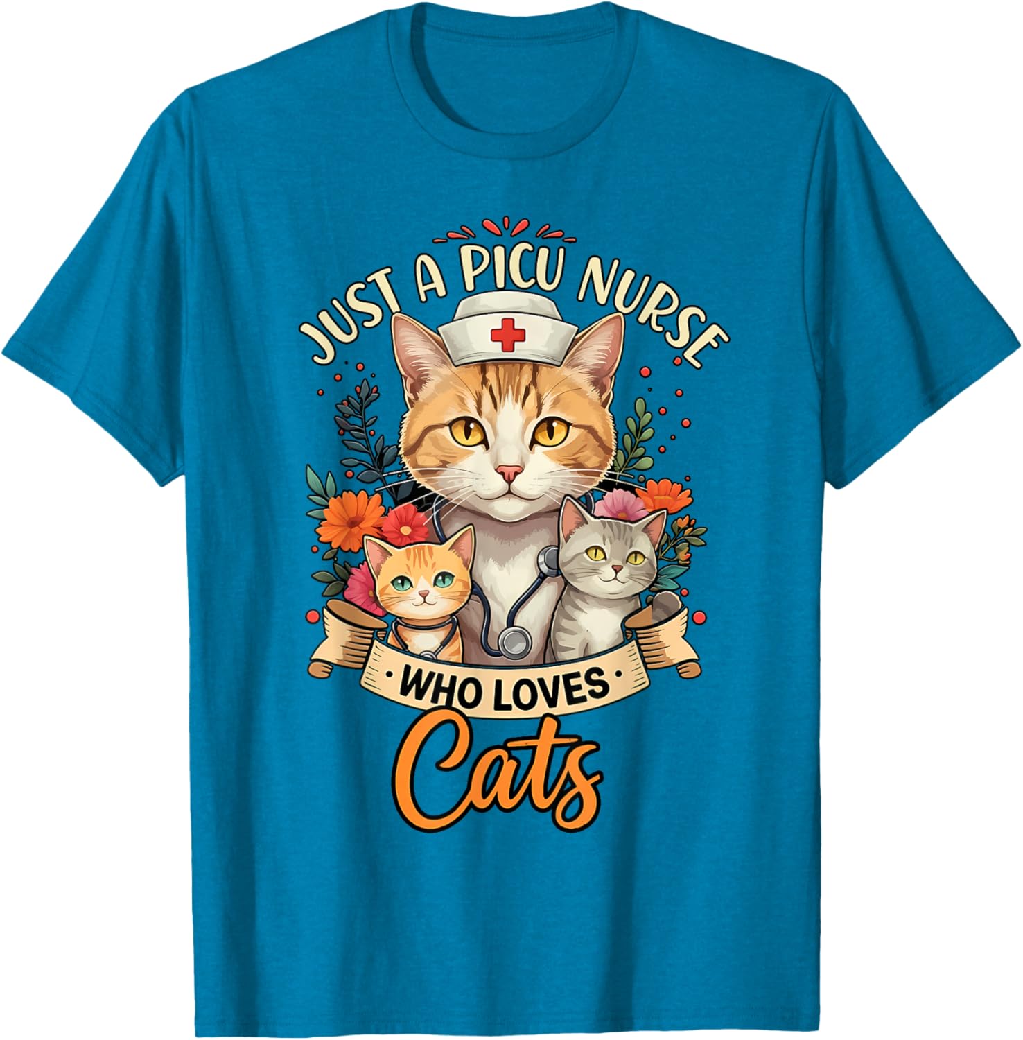 Just A PICU Nurse Who Loves Cats – Cute Pediatric ICU T-Shirt for Cat Lovers - 3