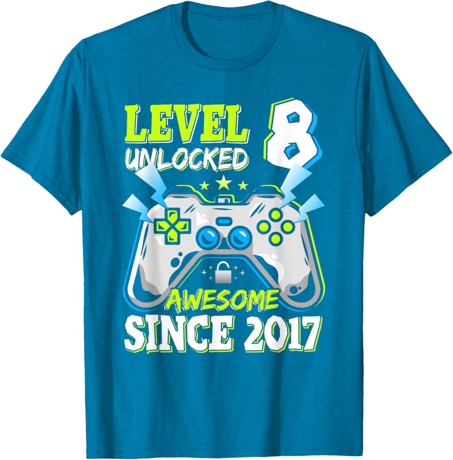 Level 8 Unlocked 2017 Video Game Birthday T-Shirt for Boys - 14