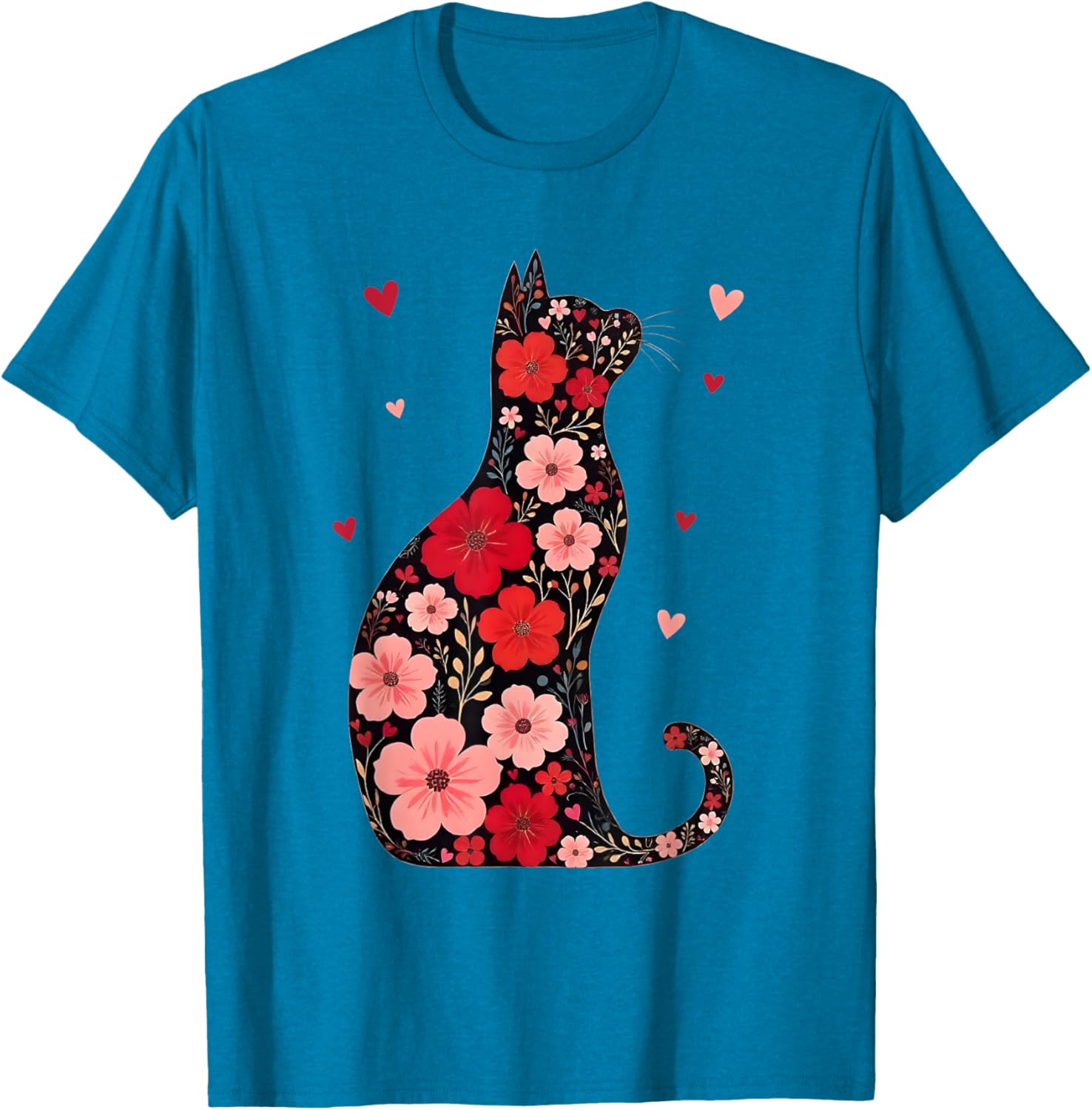 Happy Meowentine's Day Floral Cat T-Shirt for Women - Cute Valentine's Gift - 16