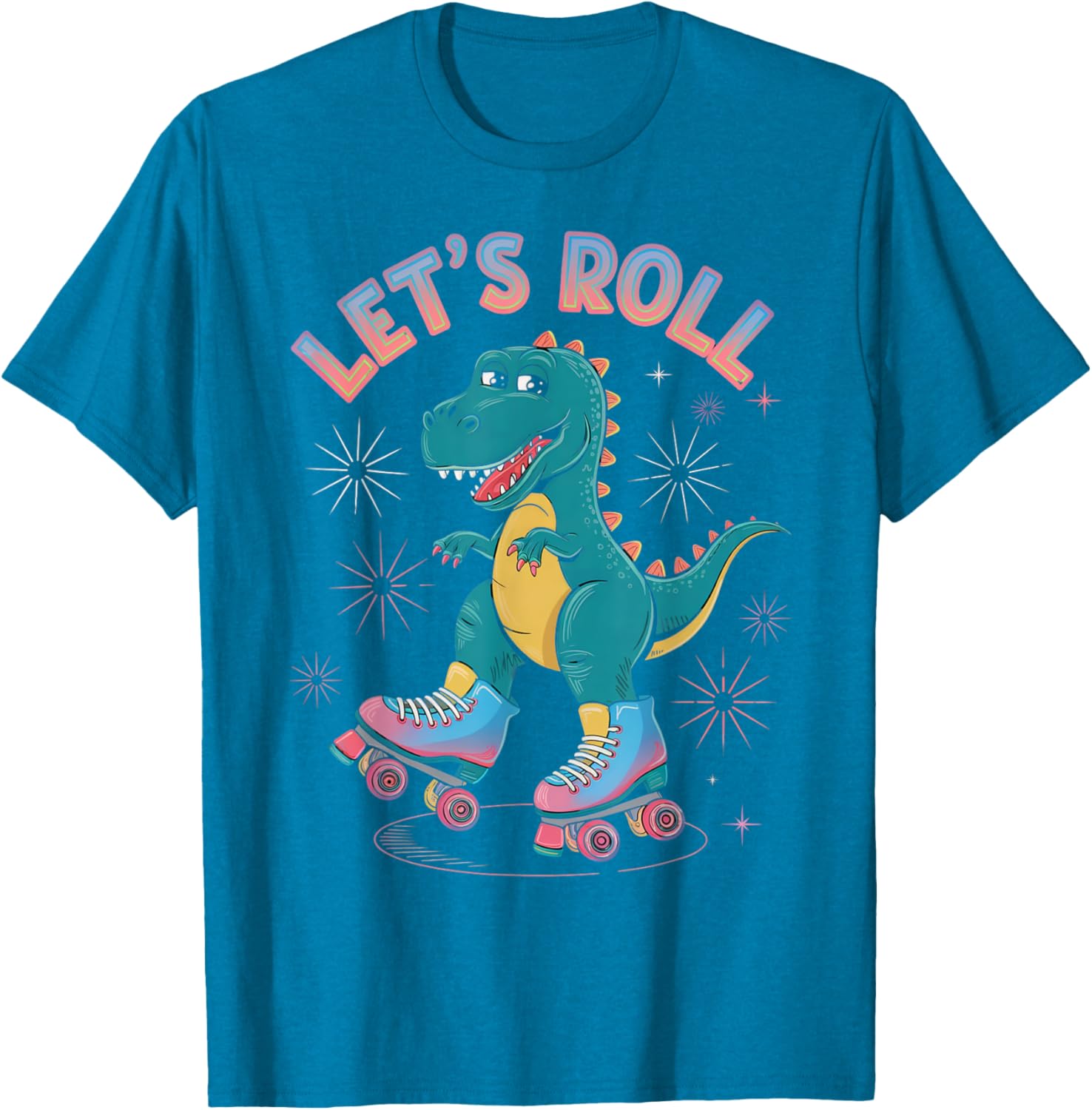 Dinosaur Roller Skates Women's T-Shirt Perfect for Roller Skating Parties - 7