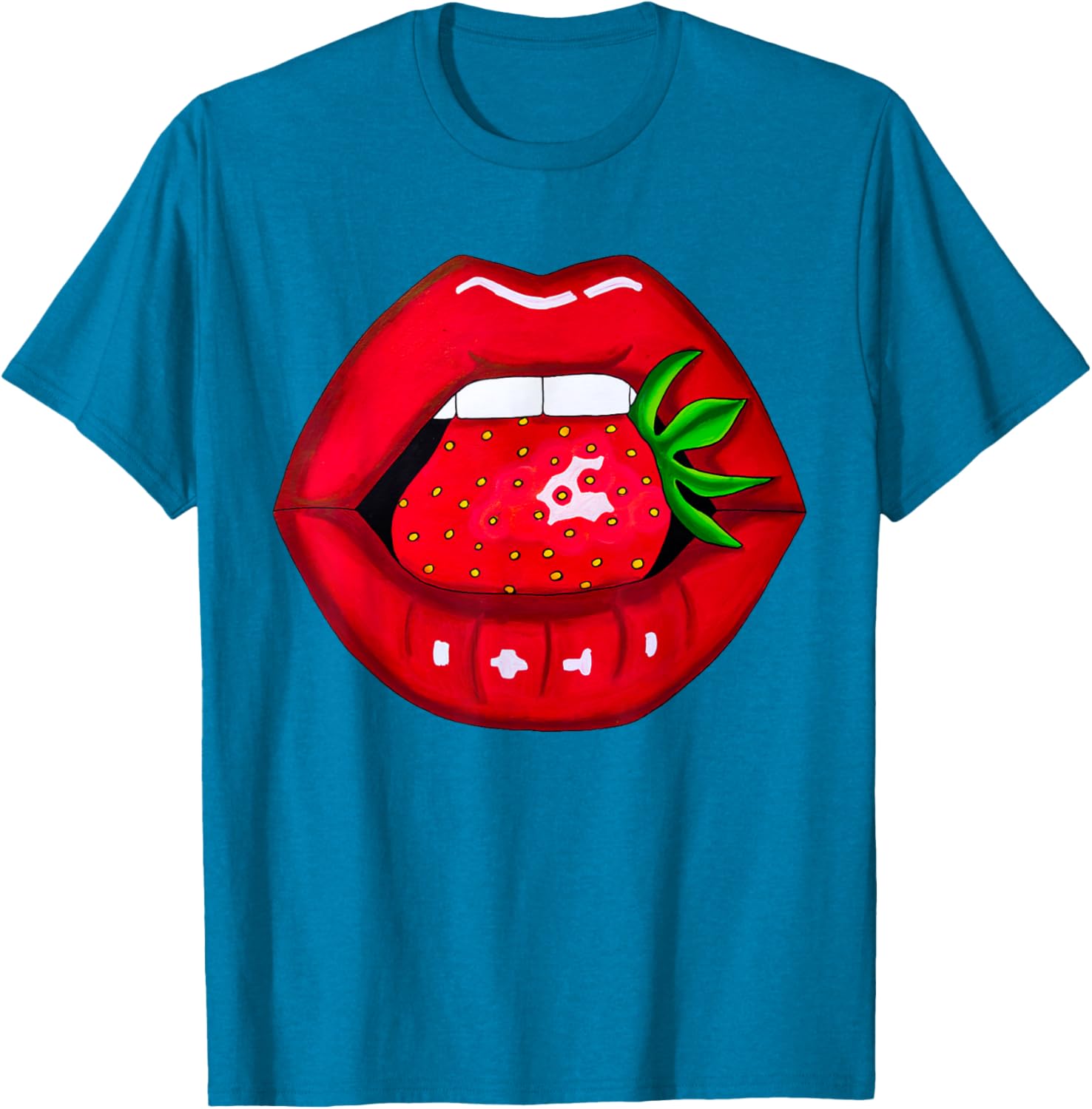 Sexy Strawberry Lips Red Lipstick Women's T-Shirt for Fun Fashion - 24