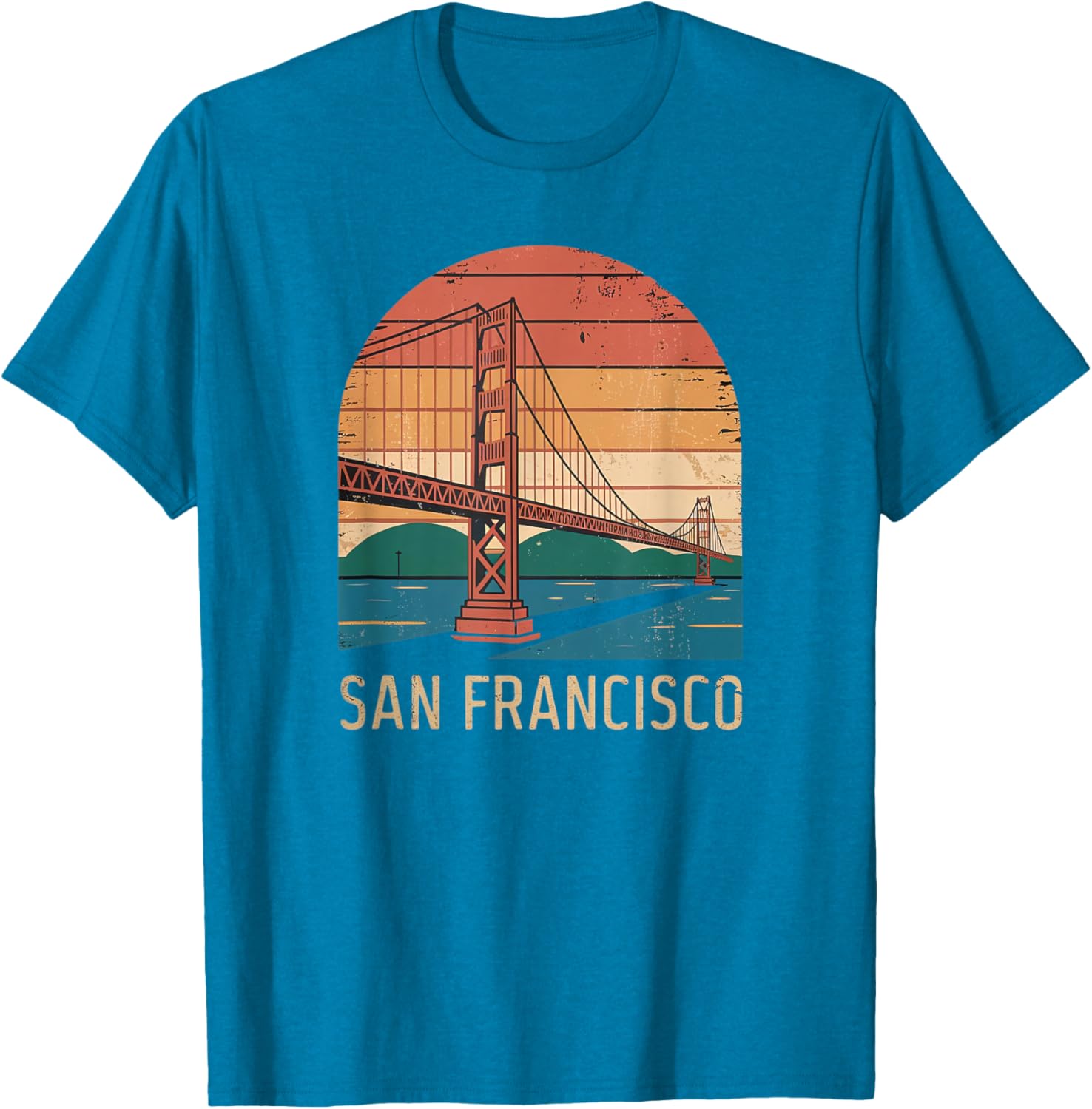 Retro San Francisco Bridge Sunset T-Shirt for Vintage Style Lovers - 18