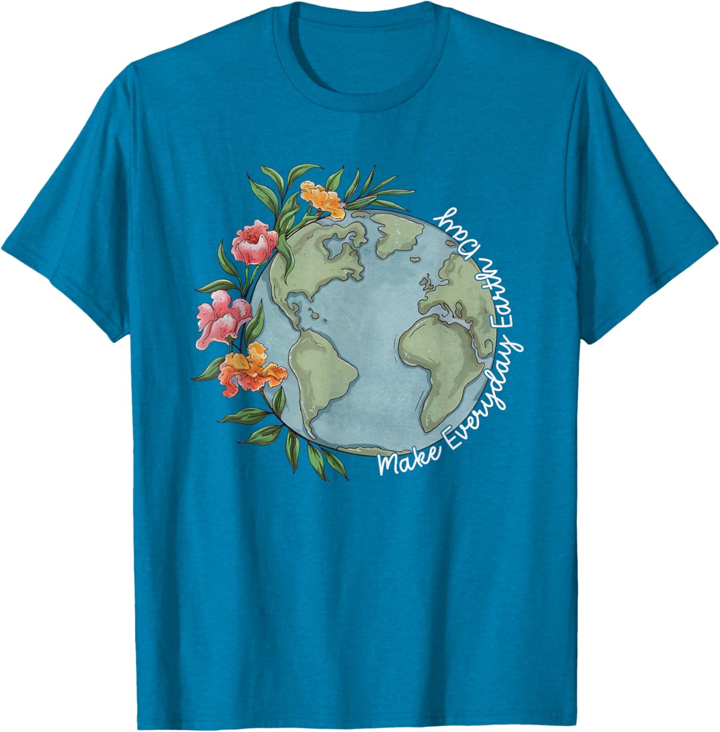 Beautiful Floral Planet T-Shirt for Everyday Earth Day Celebration - 2