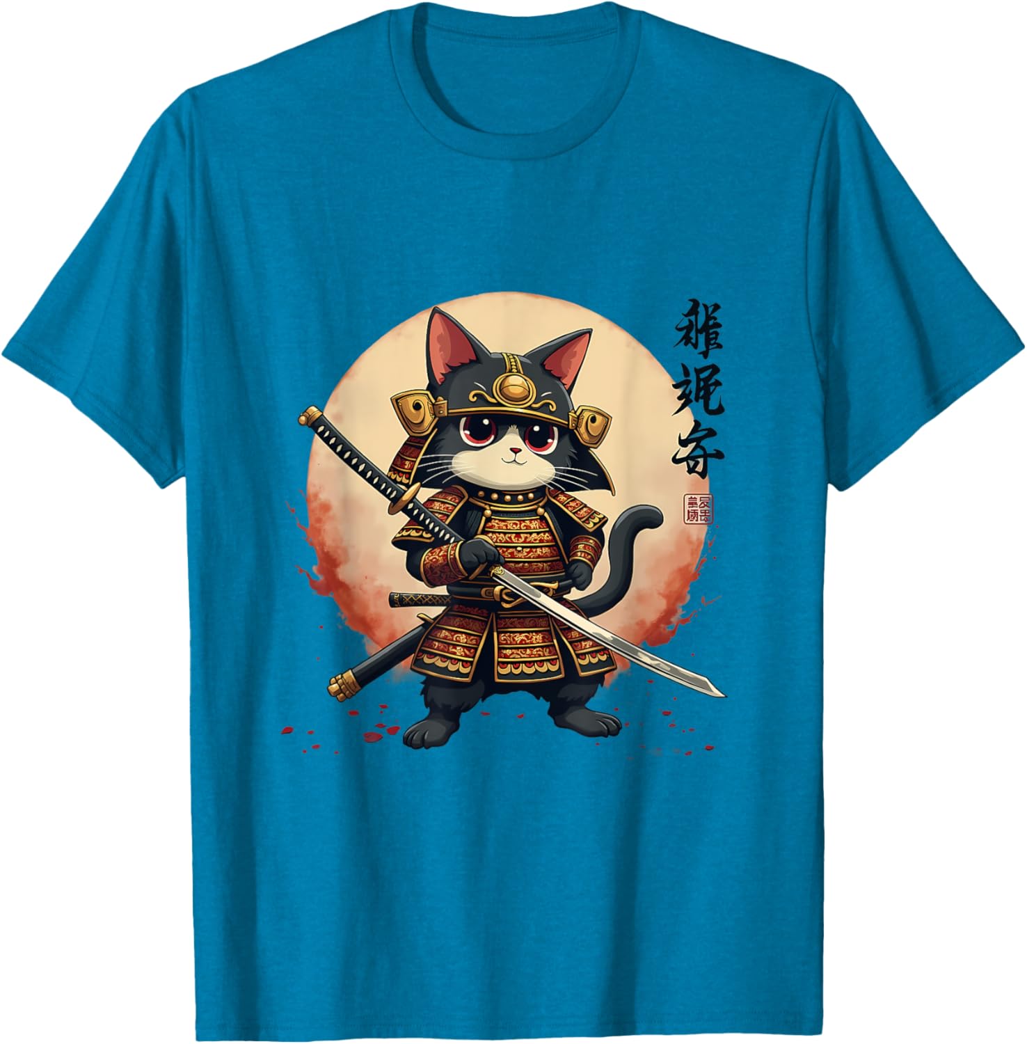 Samurai Cat Warrior Art Tee for Men and Women - Cool Japanese Anime T-Shirt - 9