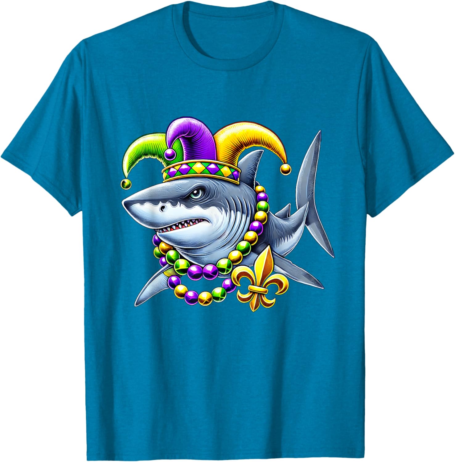 Jester Shark Beads Mardi Gras T-Shirt for Men, Women, and Kids - 7