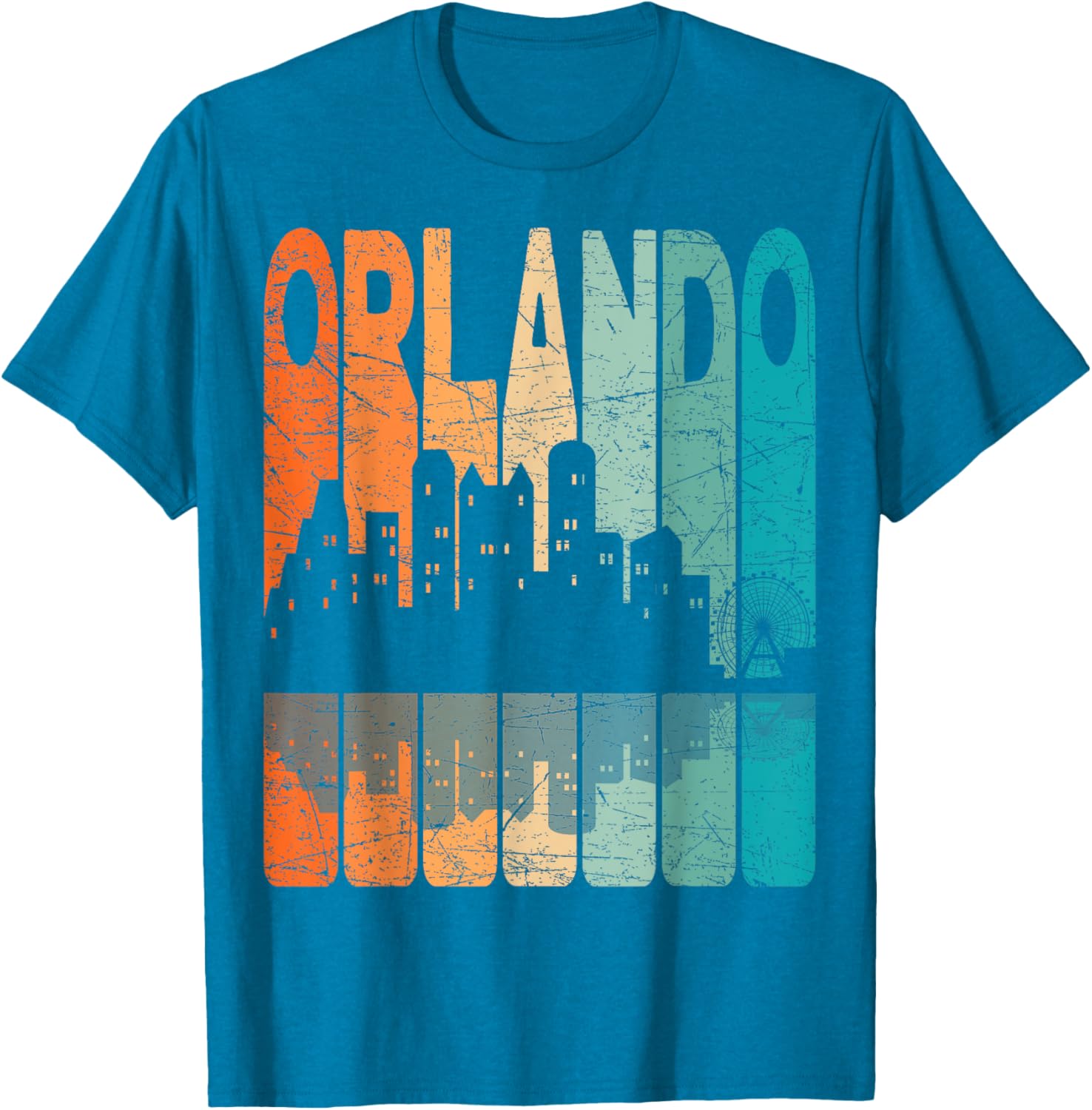Vintage Orlando Florida Skyline T-Shirt Retro Design for Florida Lovers - 2