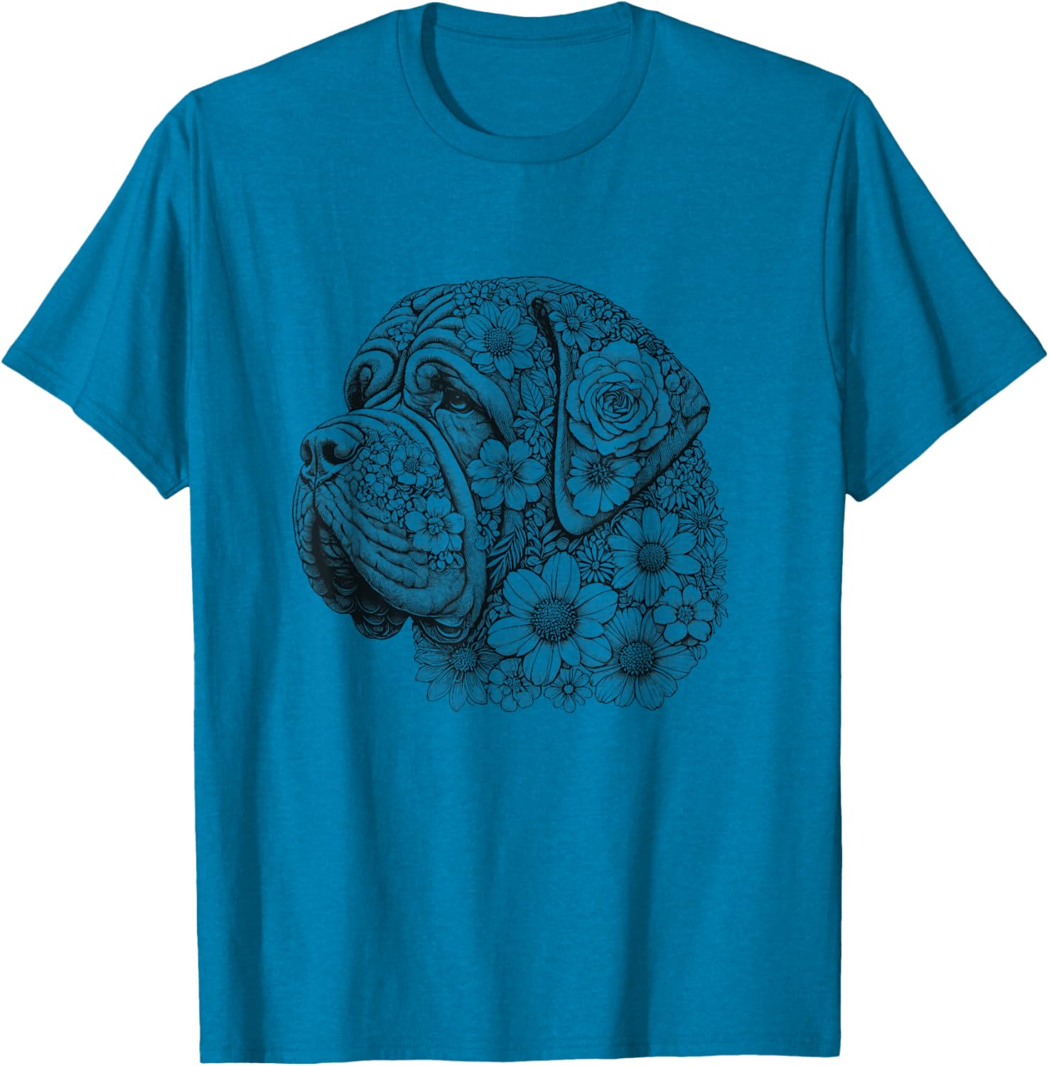 Floral English Mastiff T-Shirt for Girls and Women - Cute Dog Design - 7