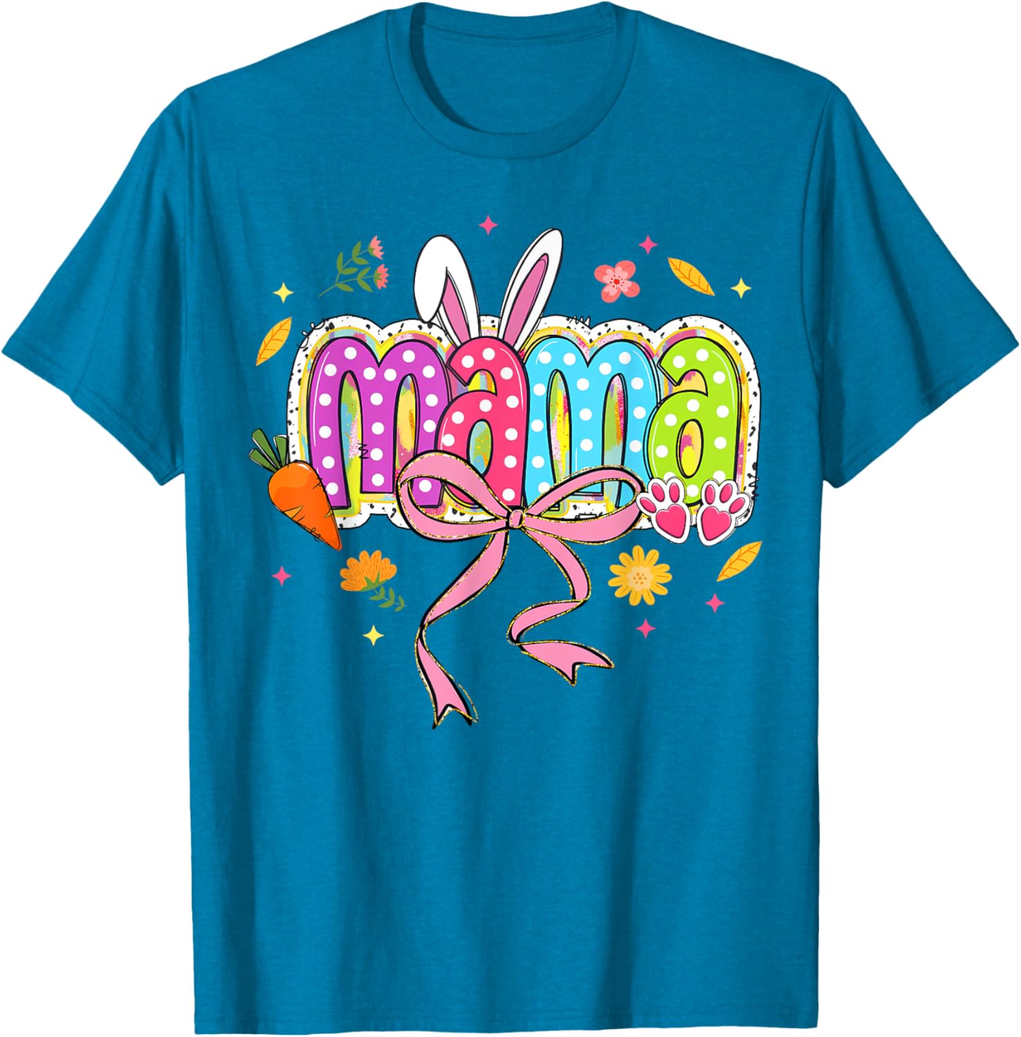 Boho Floral Coquette Bow Mama Bunny Easter Family T-Shirt for Moms - 14