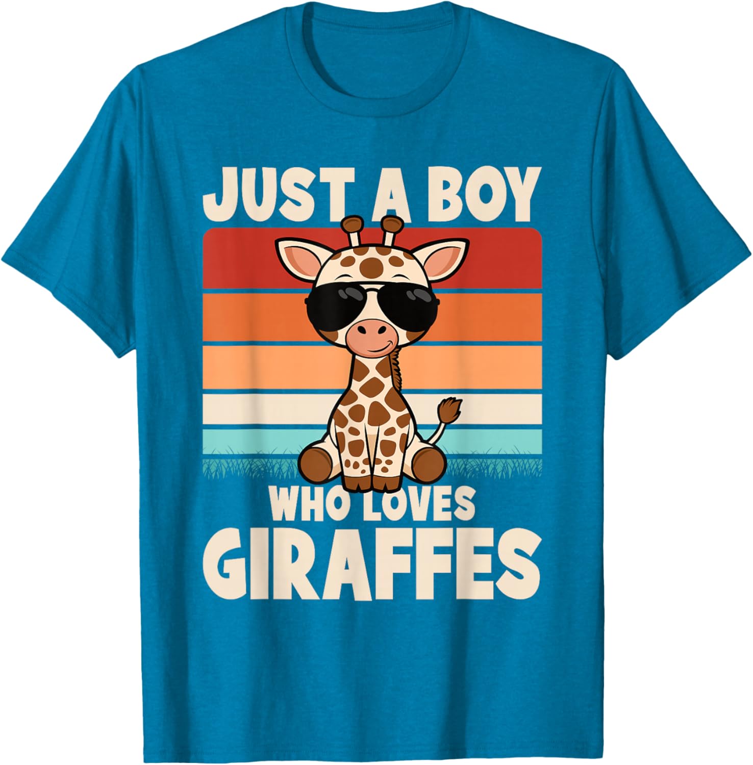 Just A Boy Who Loves Giraffes Retro Wild Animal Kids T-Shirt - 2