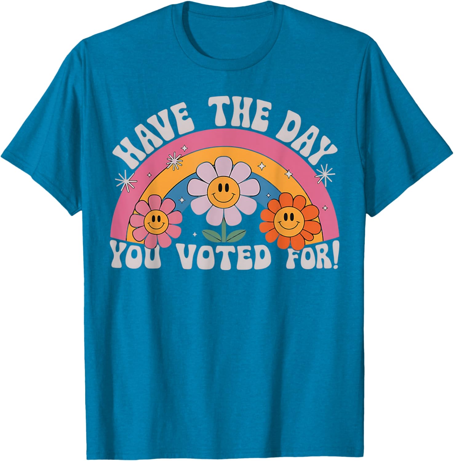 Funny Groovy Rainbow Flower T-Shirt Perfect for Voting Day Pride - 4