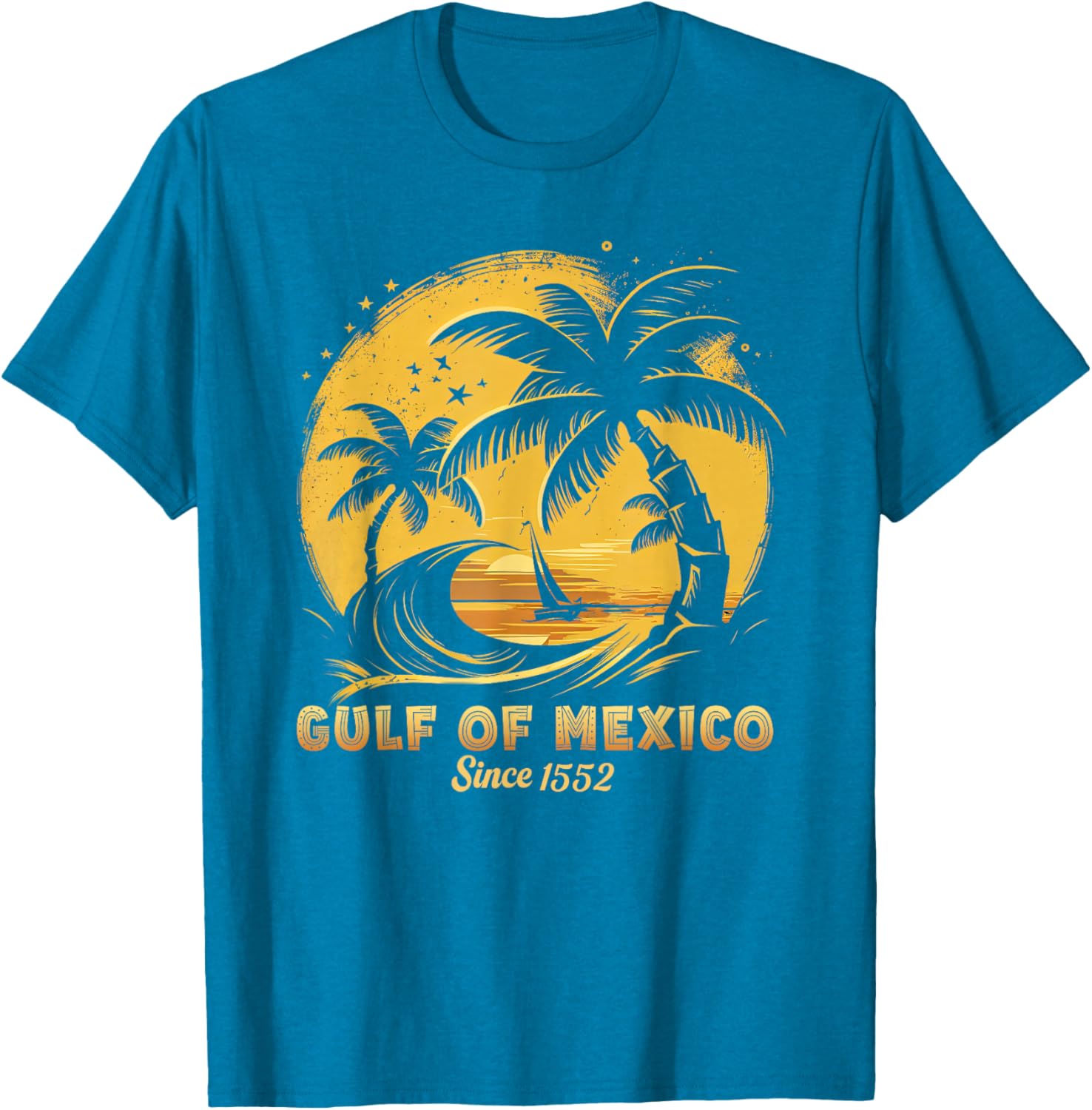 Gulf of Mexico T-Shirt with Palm Trees and Sailboat Design - 14