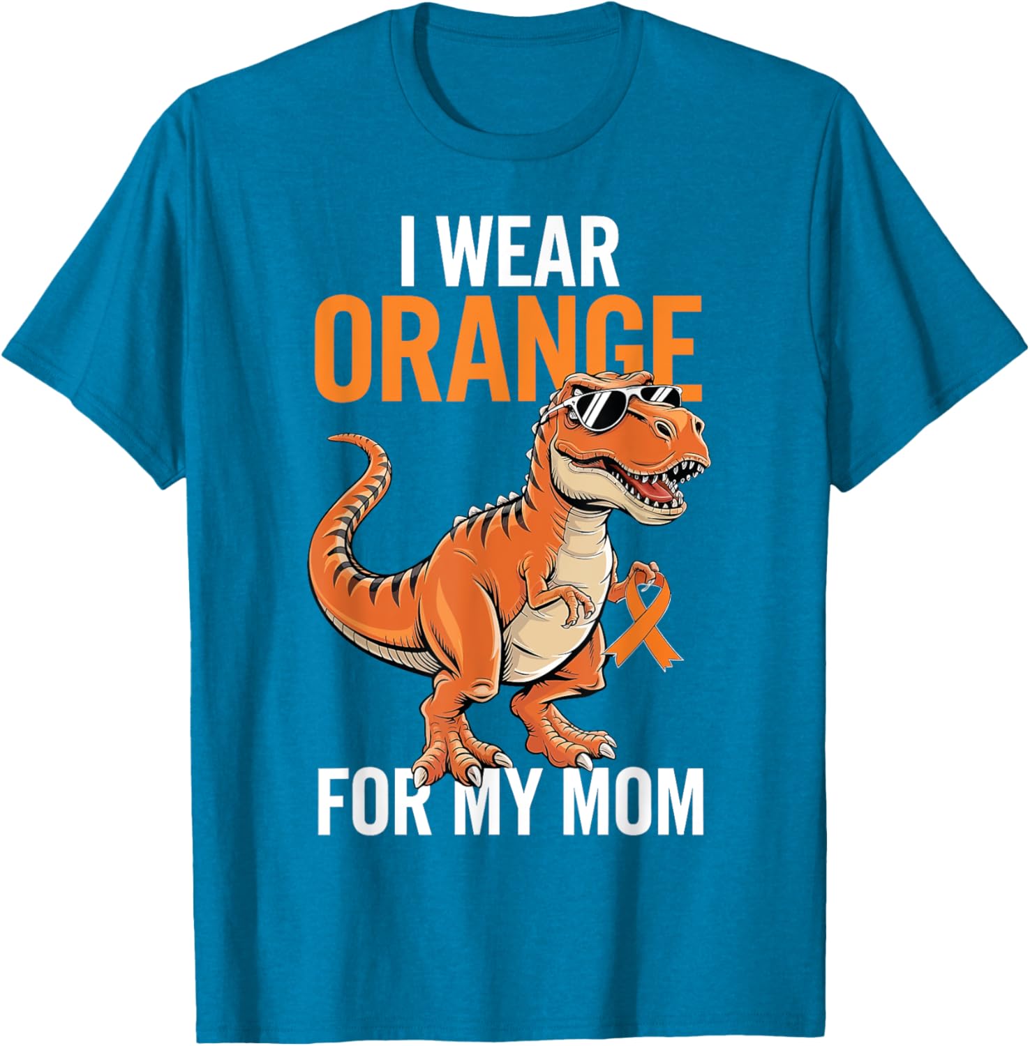 I Wear Orange For Mom Dinosaur MS Awareness T-Shirt for Supportive Families - 16