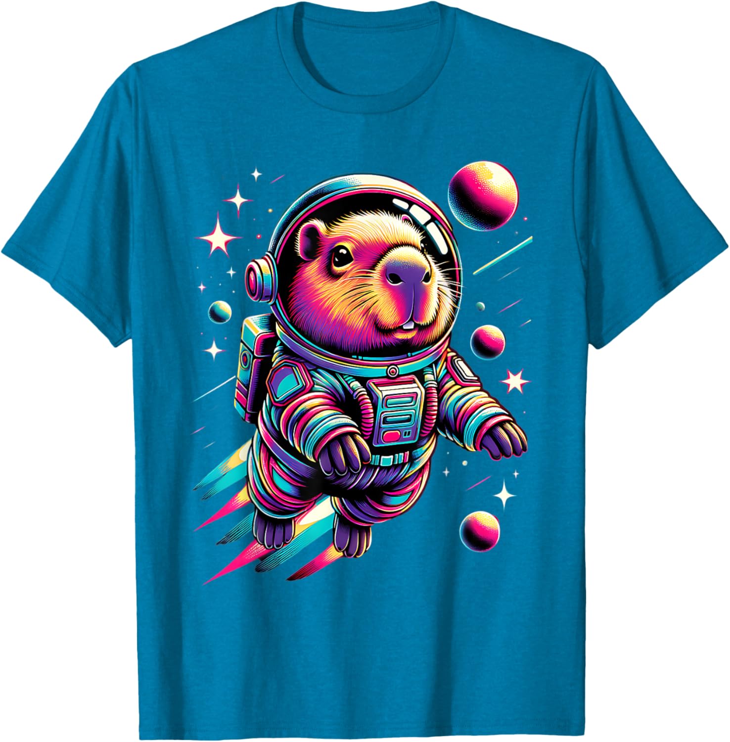 Adorable Space Capybara Astronaut T-Shirt for Animal Lovers - 14