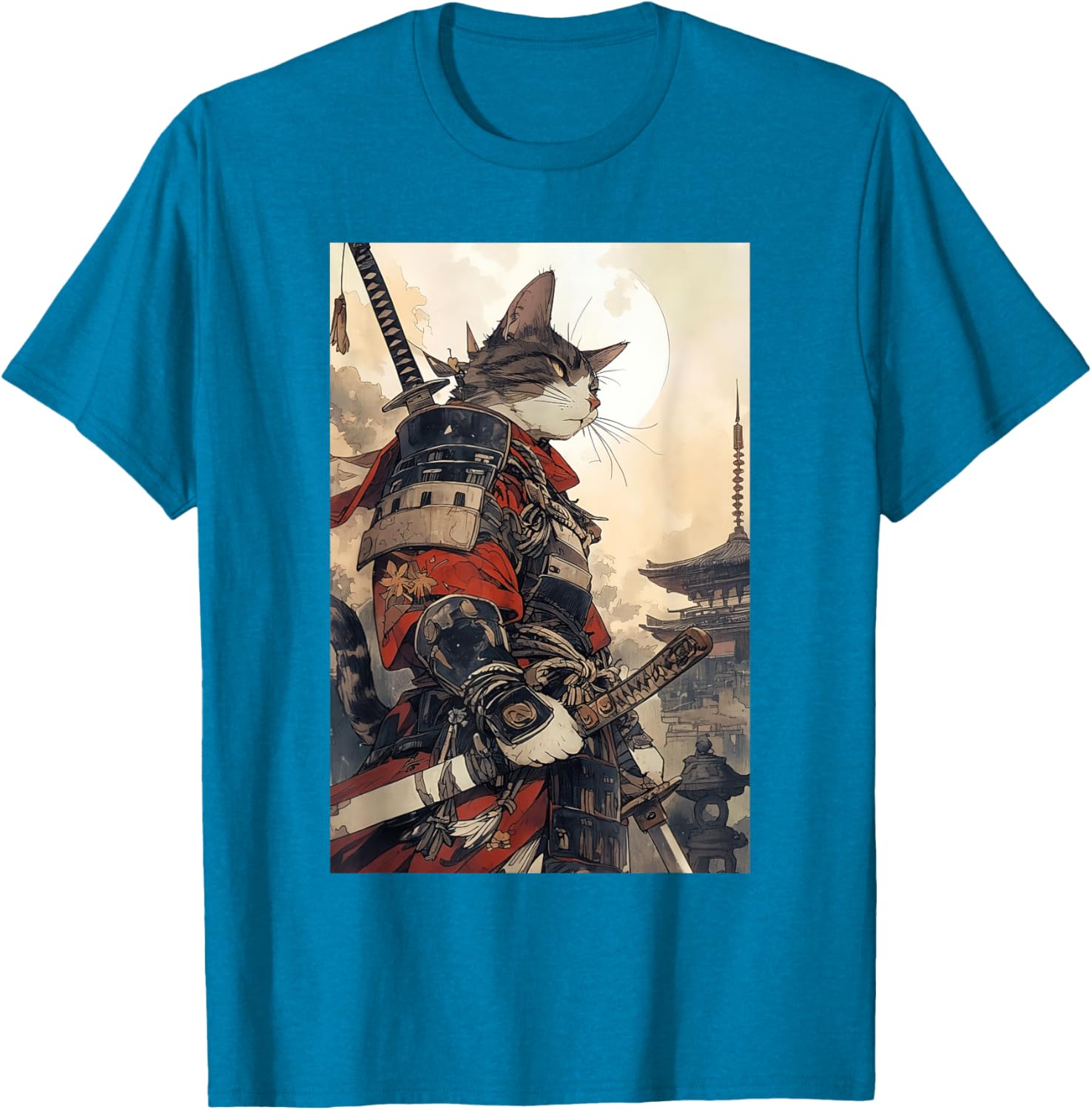 Samurai Cat Graphic Tee Vintage Japanese Art for Men, Women, Kids - 15