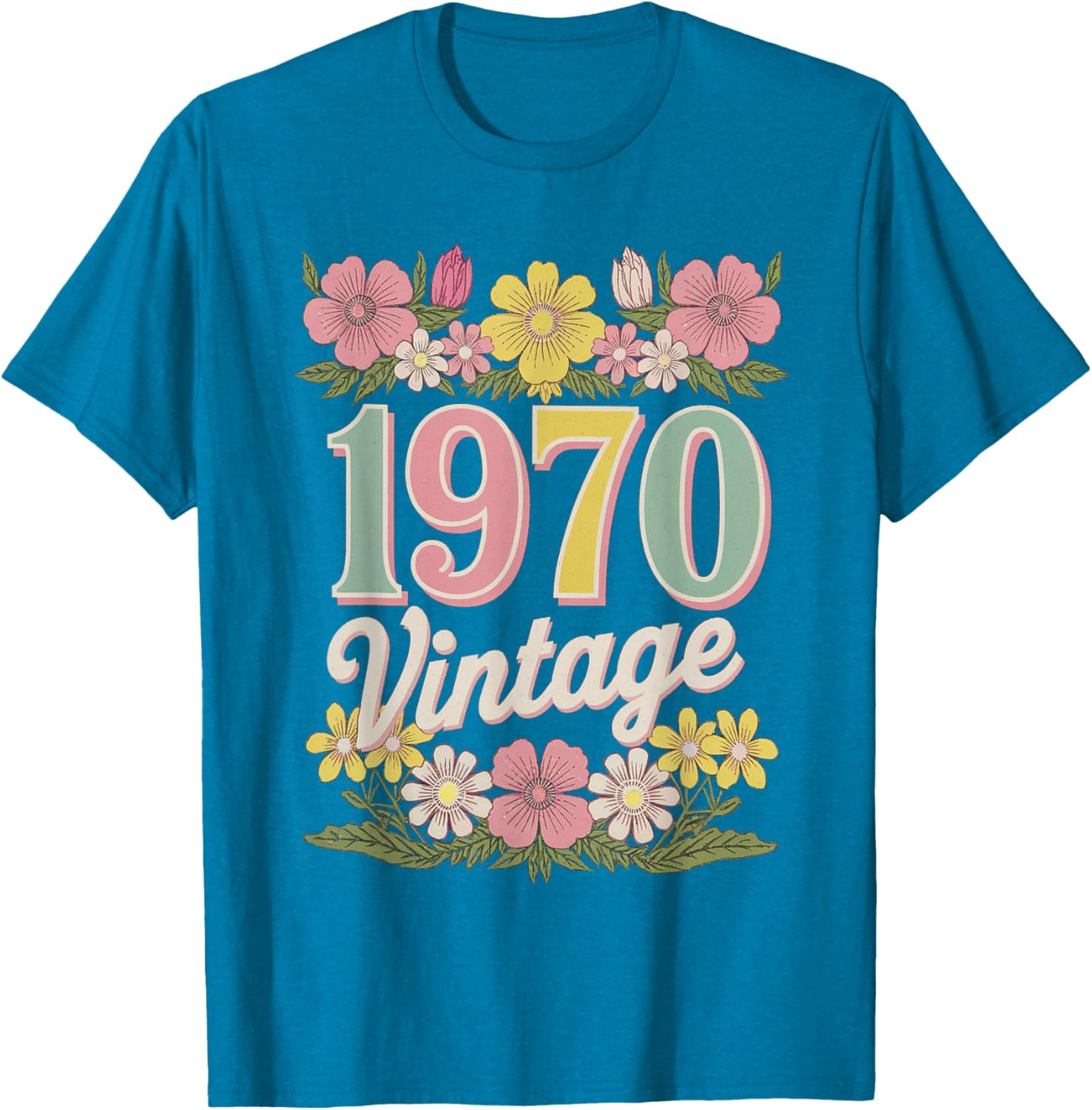 Vintage 1970 Retro Flower Birthday T-Shirt for Daughters and Women - 23