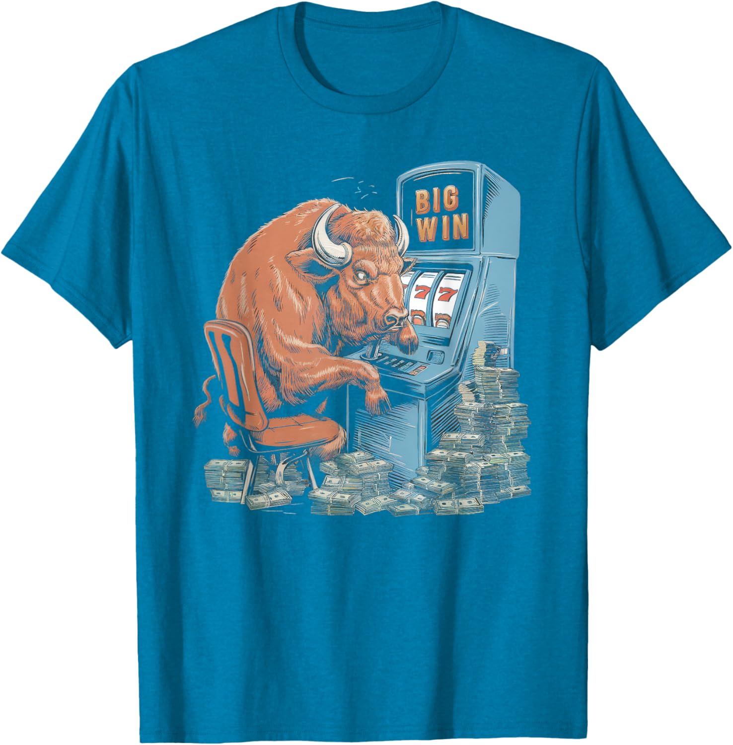 Lucky Buffalo Casino Slot Machine T-Shirt for Gamblers and Slots Fans - 1