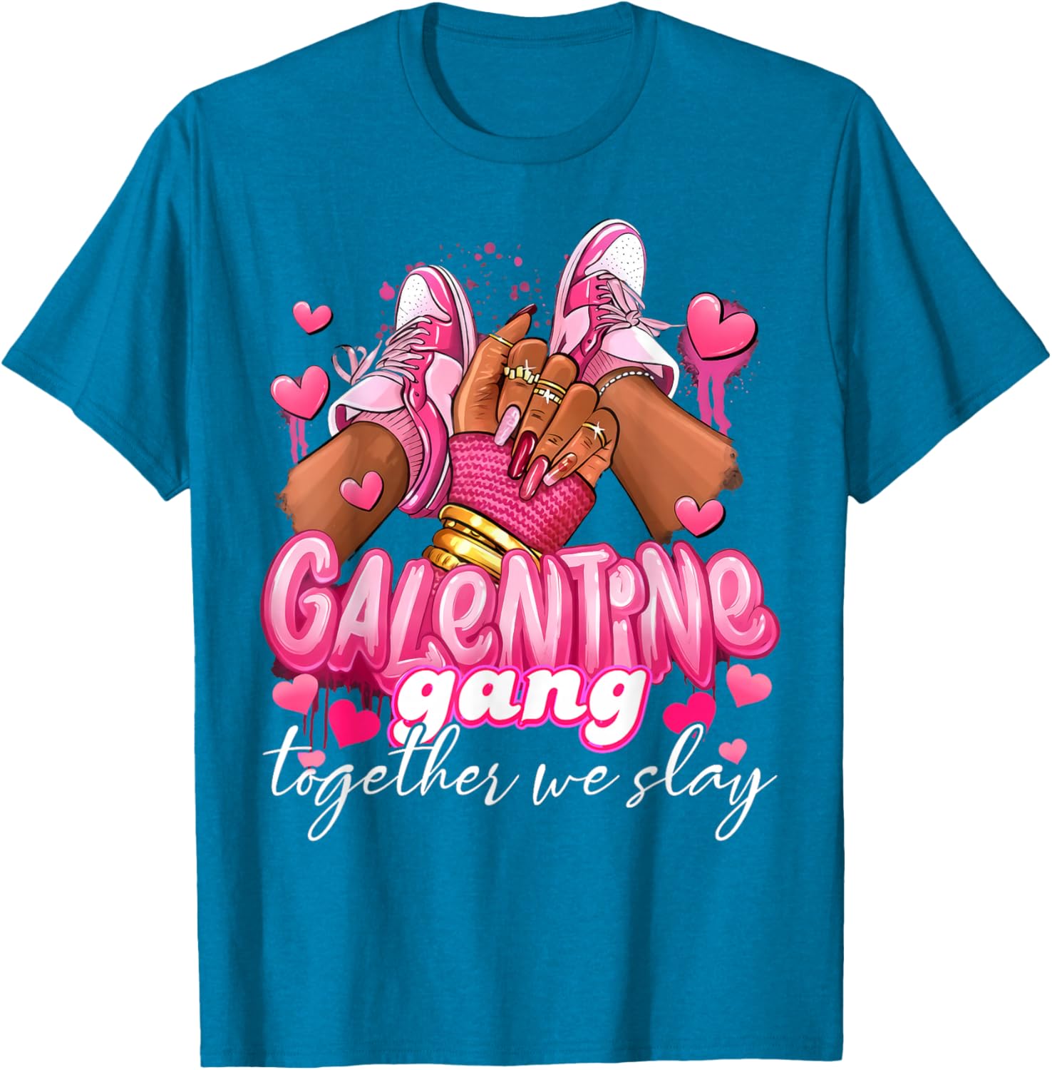 Women Galentine Gang Together We Slay Valentine's Day T-Shirt - 5