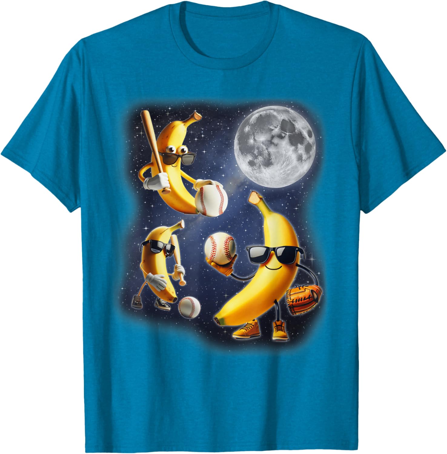 Funny Three Bananas Howling at the Moon Baseball T-Shirt for All Ages - 5