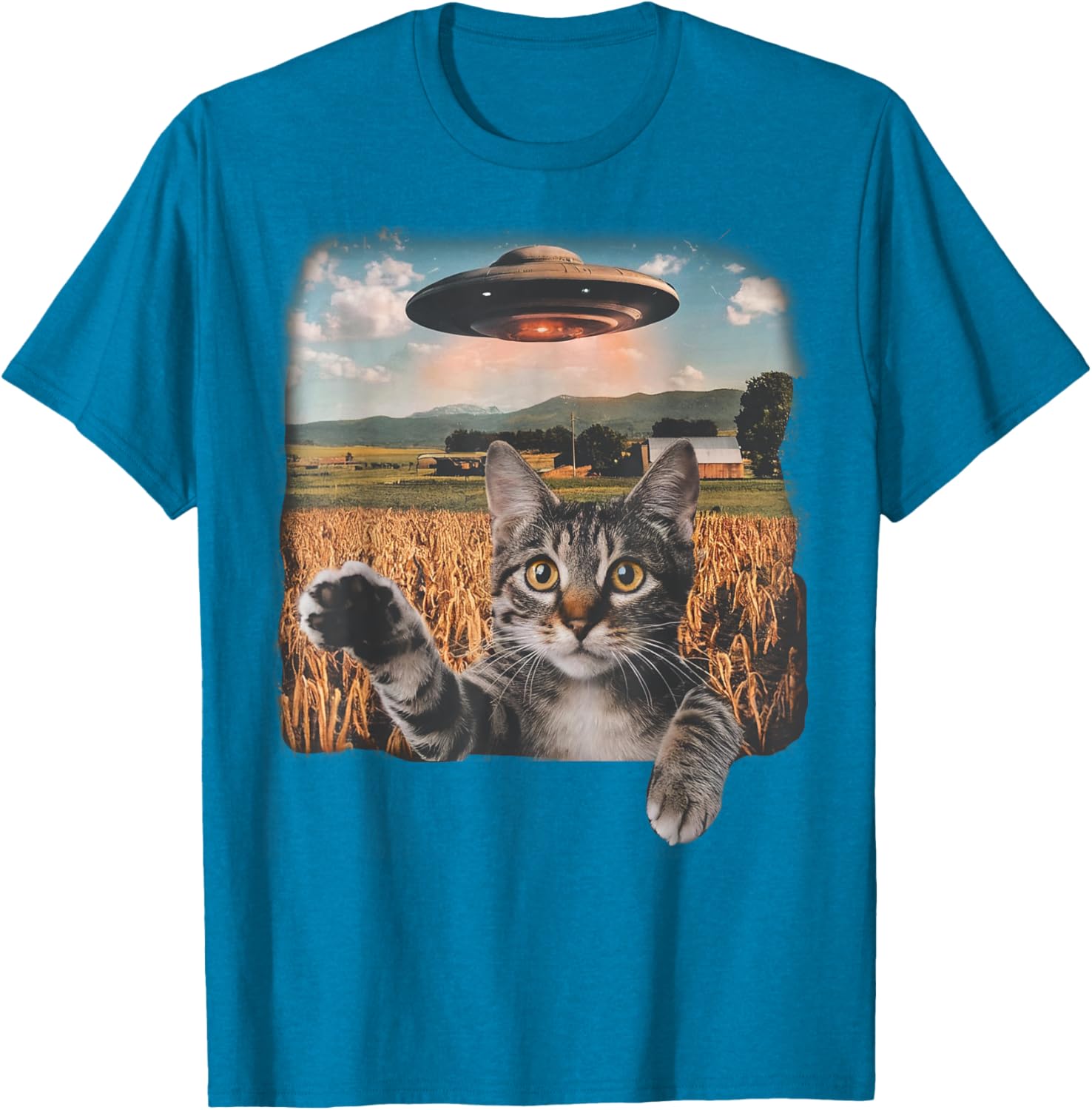 Cat Selfie with Alien UFO T-Shirt for Men, Women, and Kids - 22