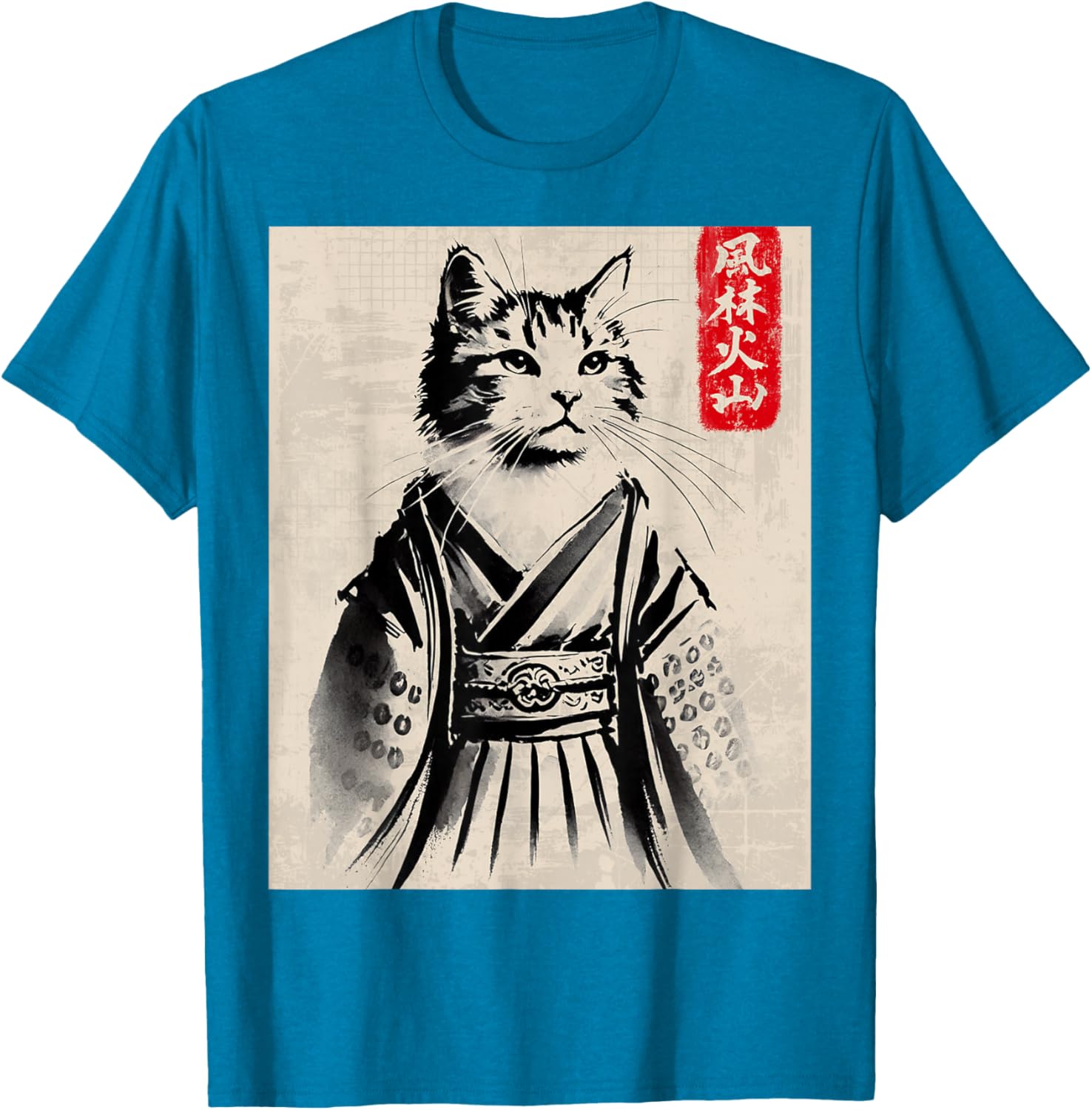 Samurai Cat Ukiyo-e Warrior Art T-Shirt for Cat Lovers and Art Fans - 20