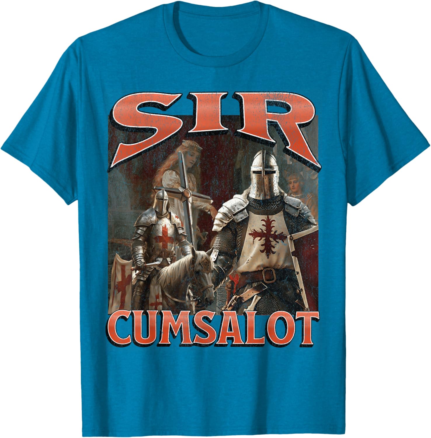Humorous Sir Cumsalot Knight Meme Bootleg Graphic T-Shirt for Fun Fashion - 1