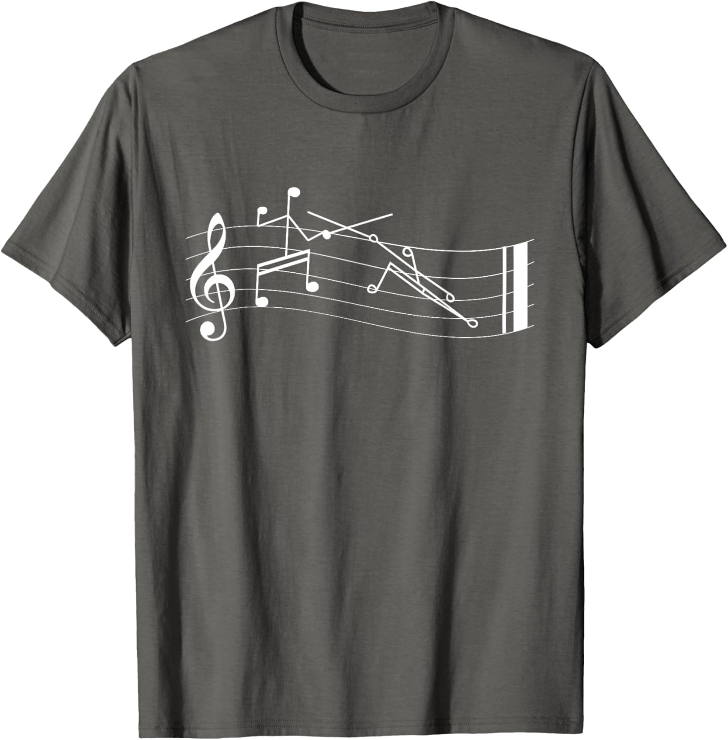 Funny Stick-Figure Music Notes En-garde T-Shirt for Music Lovers - 5