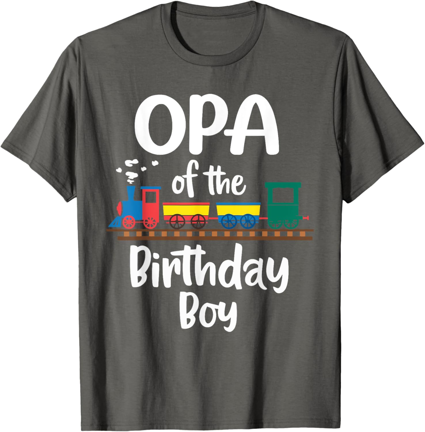 Opa of the Birthday Boy Train Toys Grandpa T-Shirt for Two Year Celebration - 2
