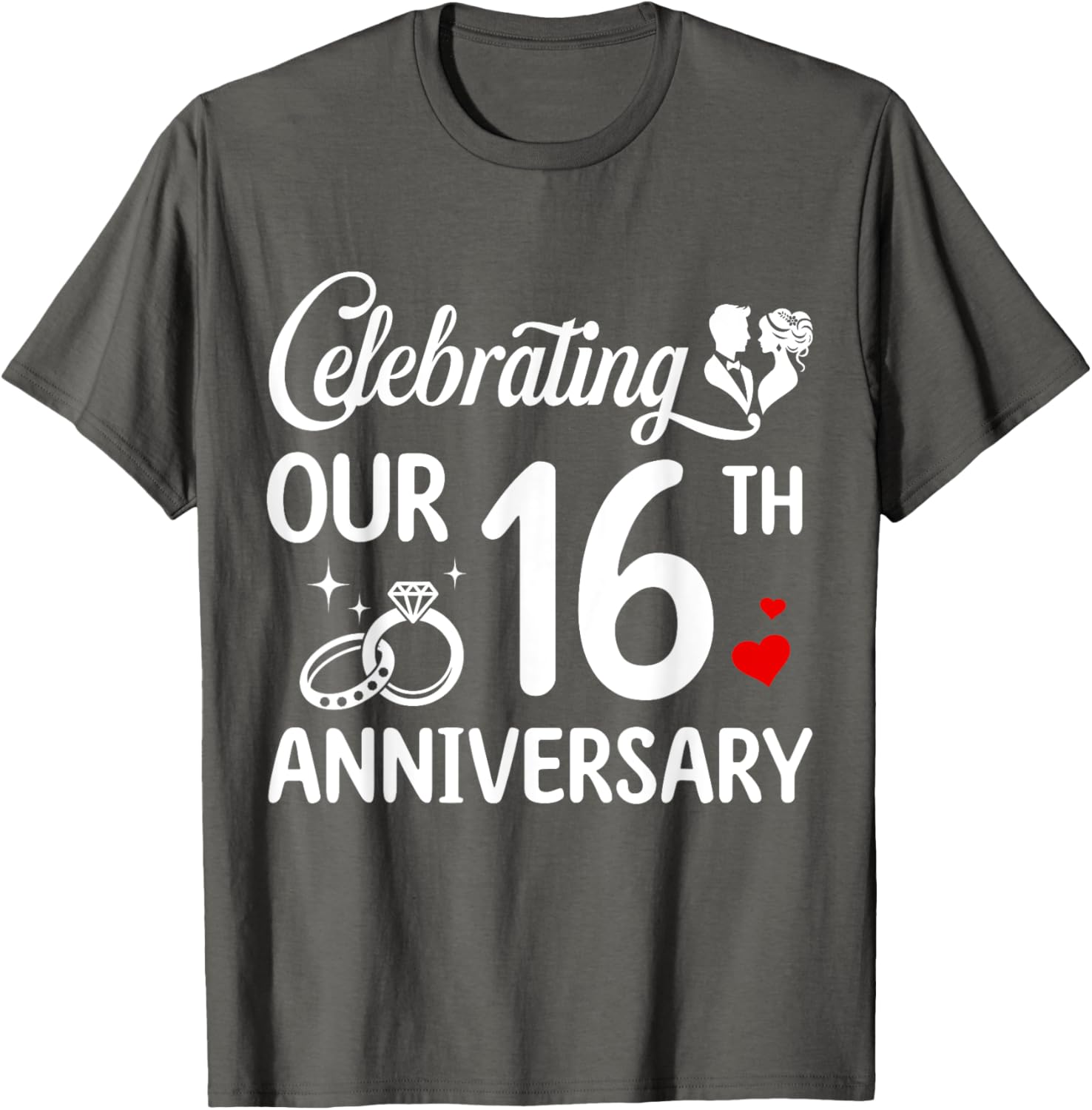 16th Wedding Anniversary T-Shirt for Couples - Celebrate 16 Years Together - 6