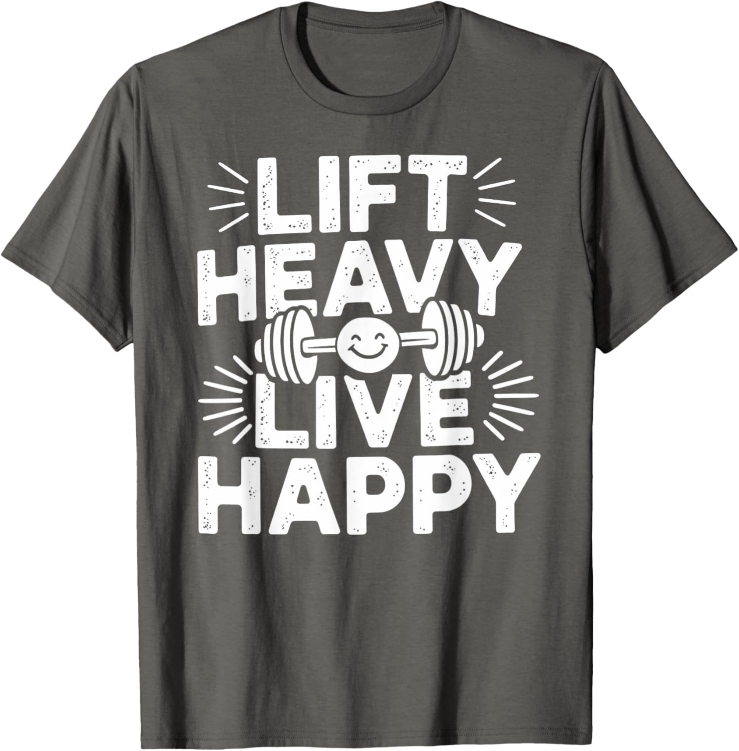 Lift Heavy Live Happy Barbell Bodybuilding T-Shirt for Fitness Enthusiasts - 1