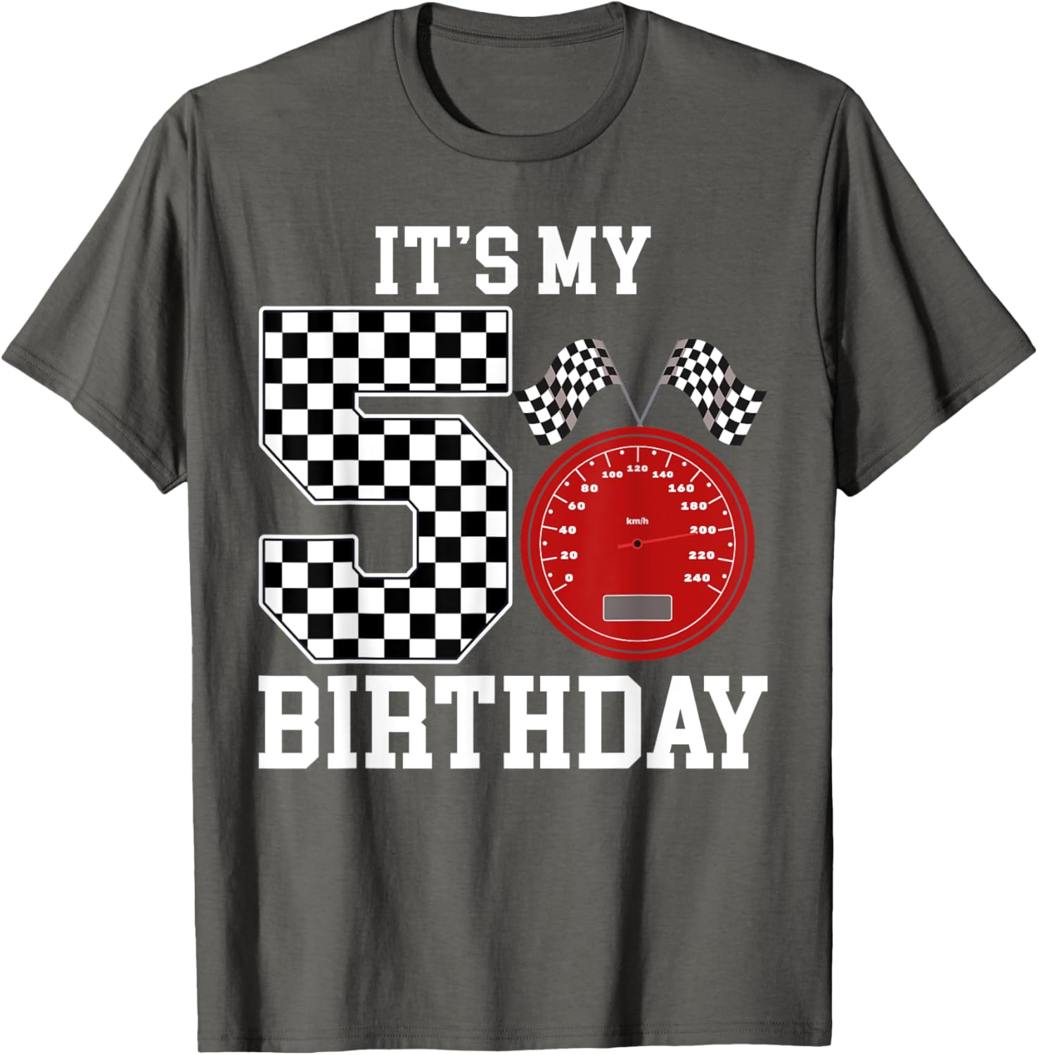 Boys 5th Birthday Racing Car Flag T-Shirt Fun Gift for Kids - 3