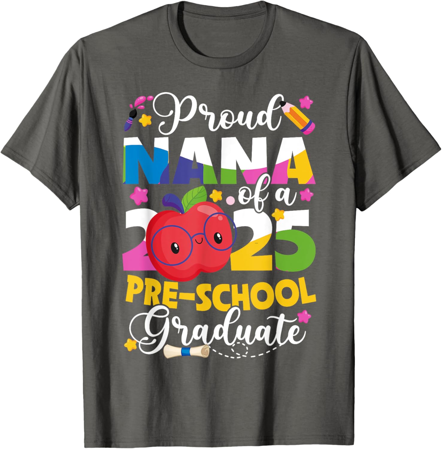 Proud Nana 2025 Pre-K Graduate T-Shirt for Celebrating Graduation Day - 7