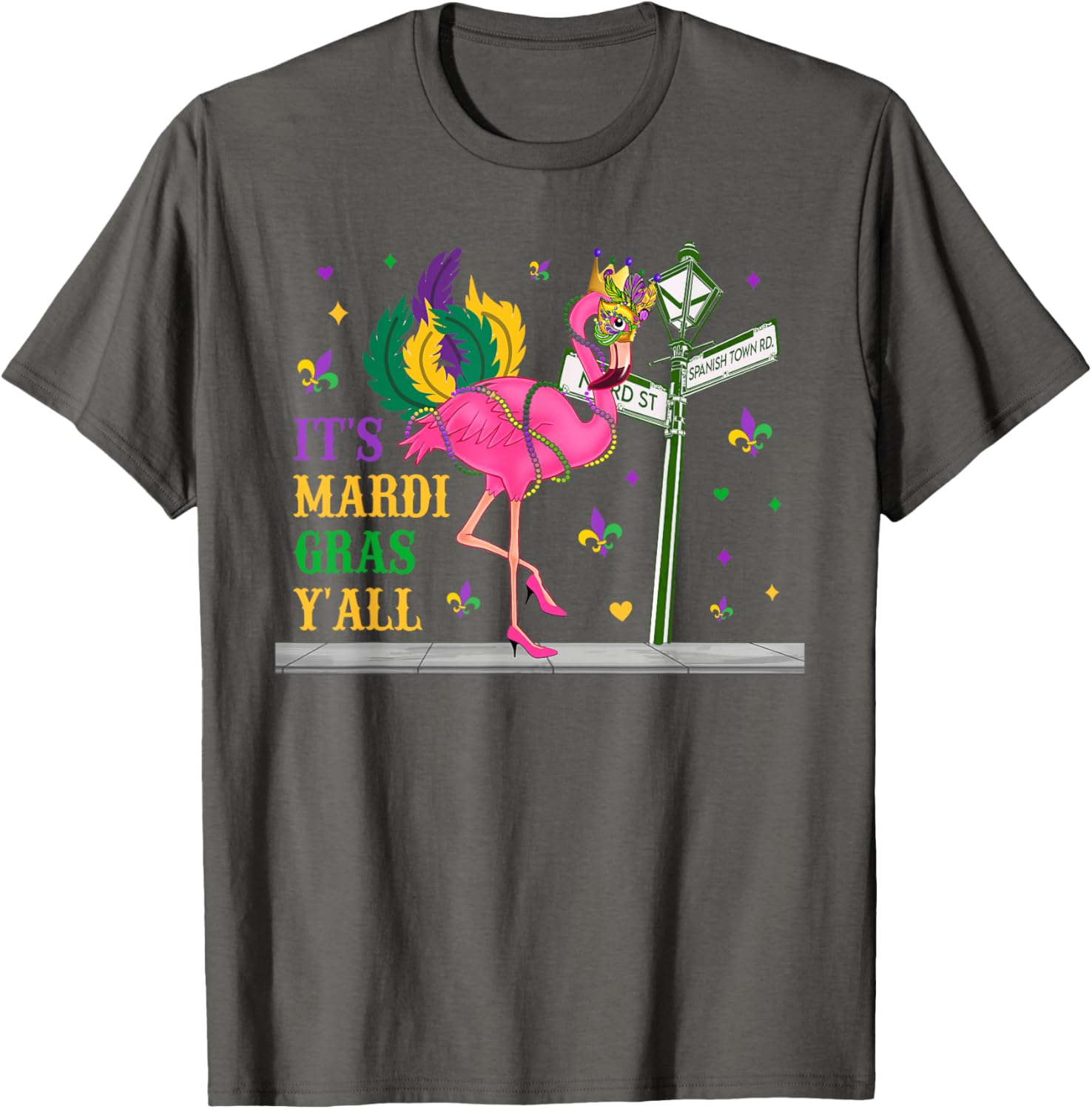 Mardi Gras Flamingo Costume T-Shirt for Girls and Women Fun Festive Wear - 10