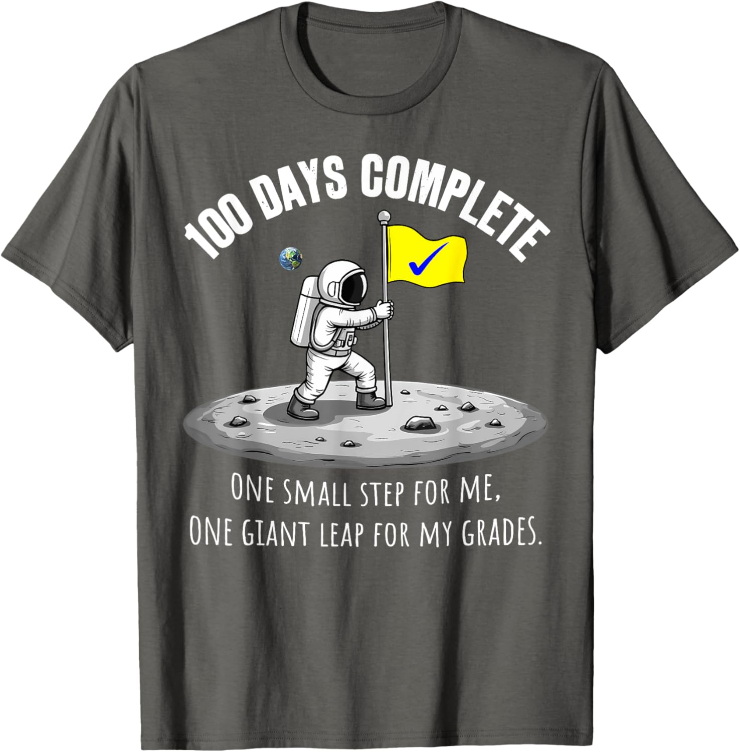 100th Day of School Astronaut on Moon T-Shirt for Kids Fun Celebration - 4