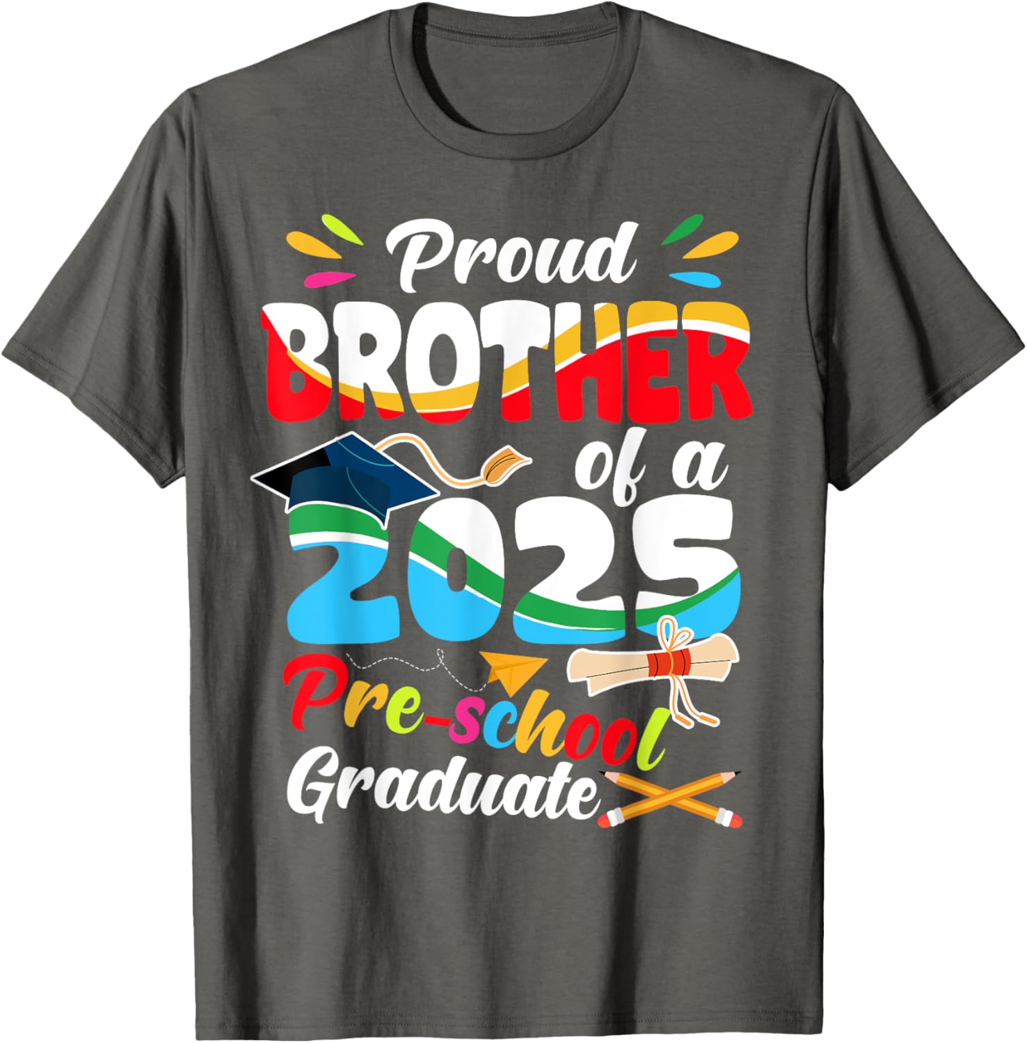 Proud Brother of Pre-K Graduate 2025 T-Shirt for Graduation Celebrations - 1