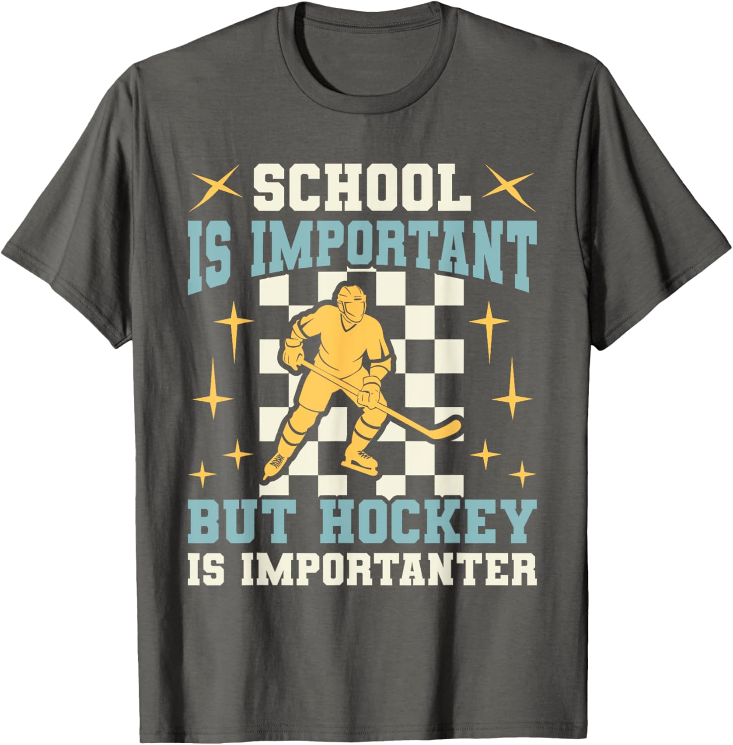Funny Hockey T-Shirt for Boys - School Is Important Hockey Is Importanter - 14