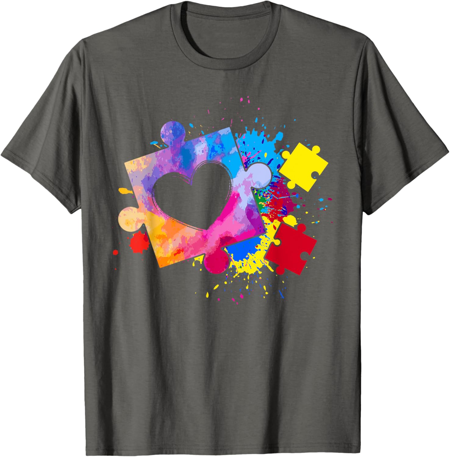 Autism Awareness Tie Dye Puzzle Piece Heart Kids T-Shirt for Boys and Girls - 23