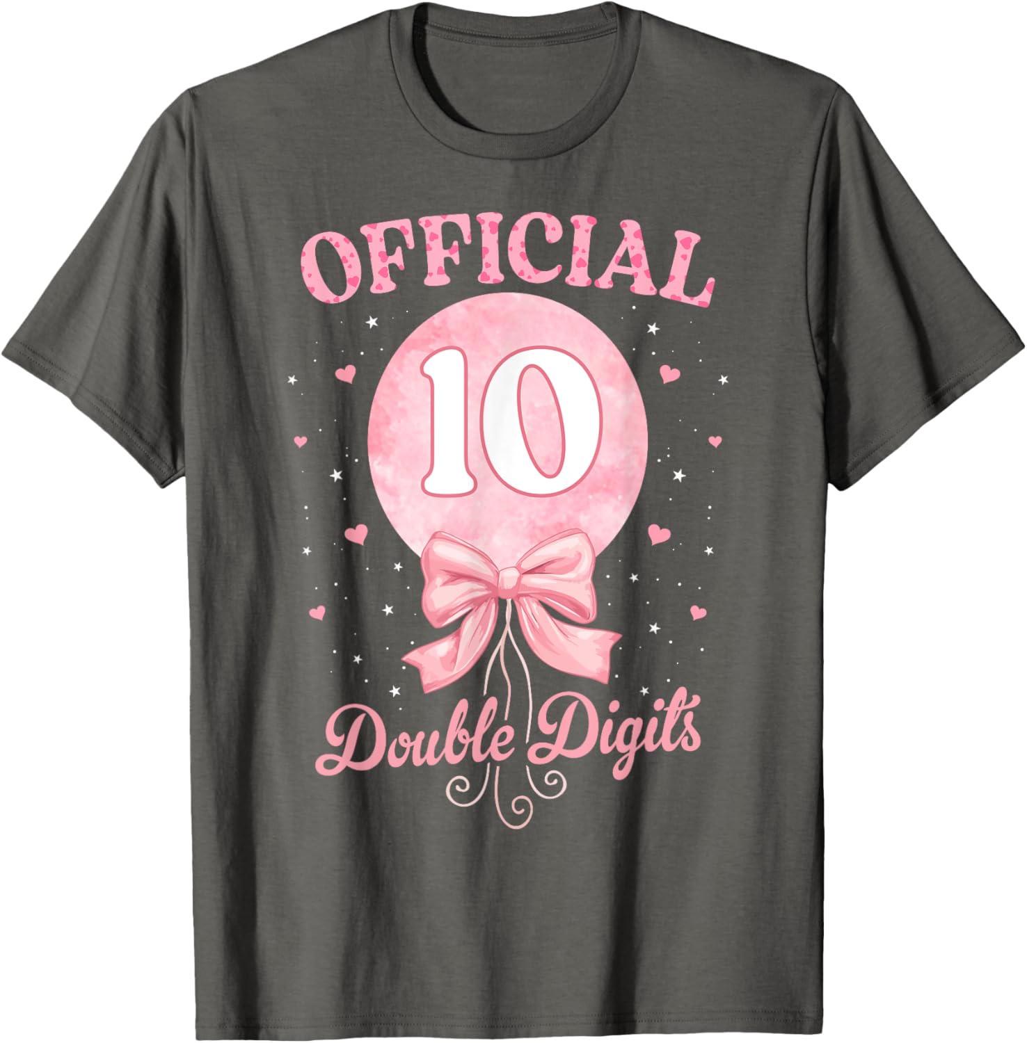 Pink Coquette Bow T-Shirt for 10 Year Old Birthday Girl Celebration - 12