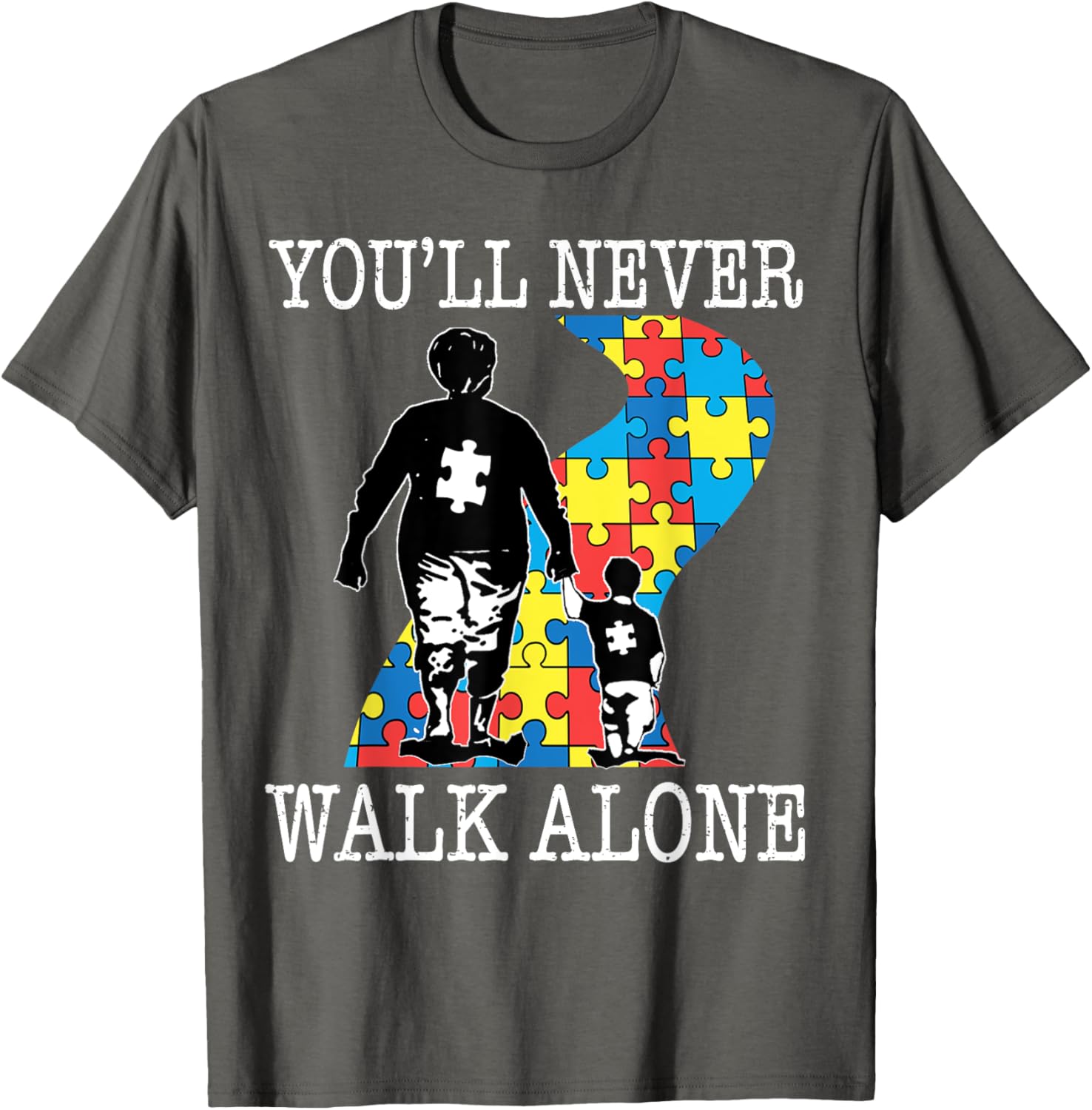 Autism Grandma Support Alone Puzzle You'll Never Walk T-Shirt for Comfort - 14