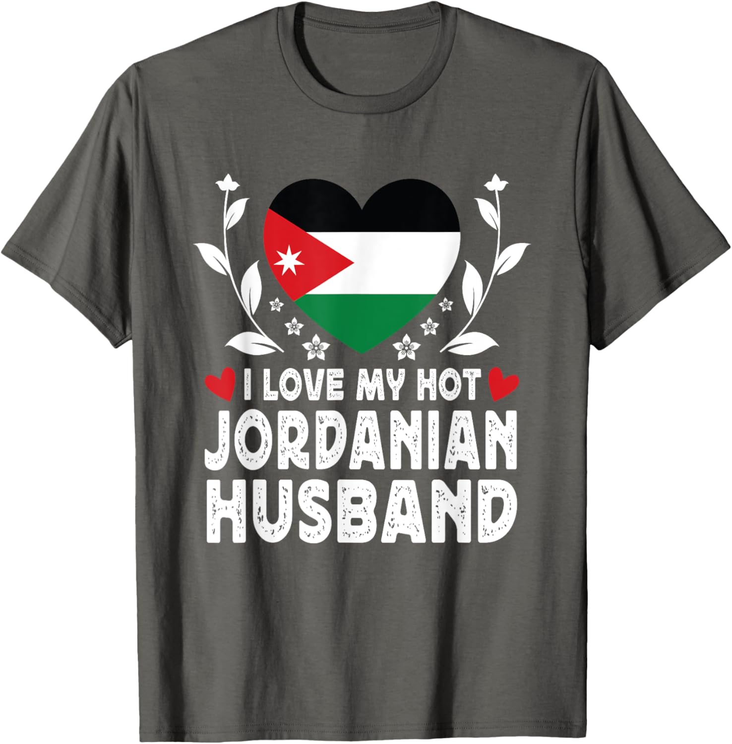 I Love My Hot Jordanian Husband T-Shirt with Jordan Flag Design - 8